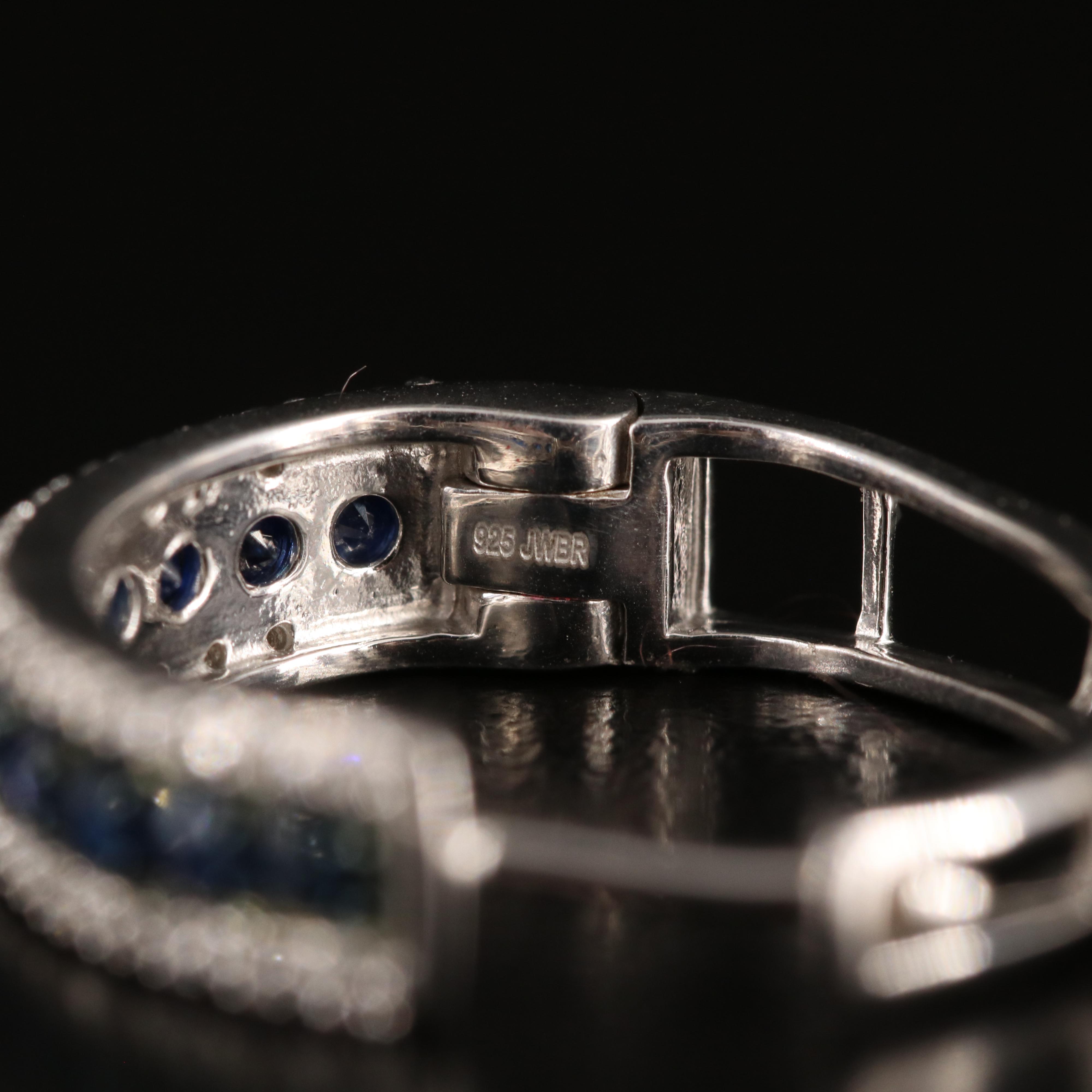 Sterling Sapphire and Diamond Earrings