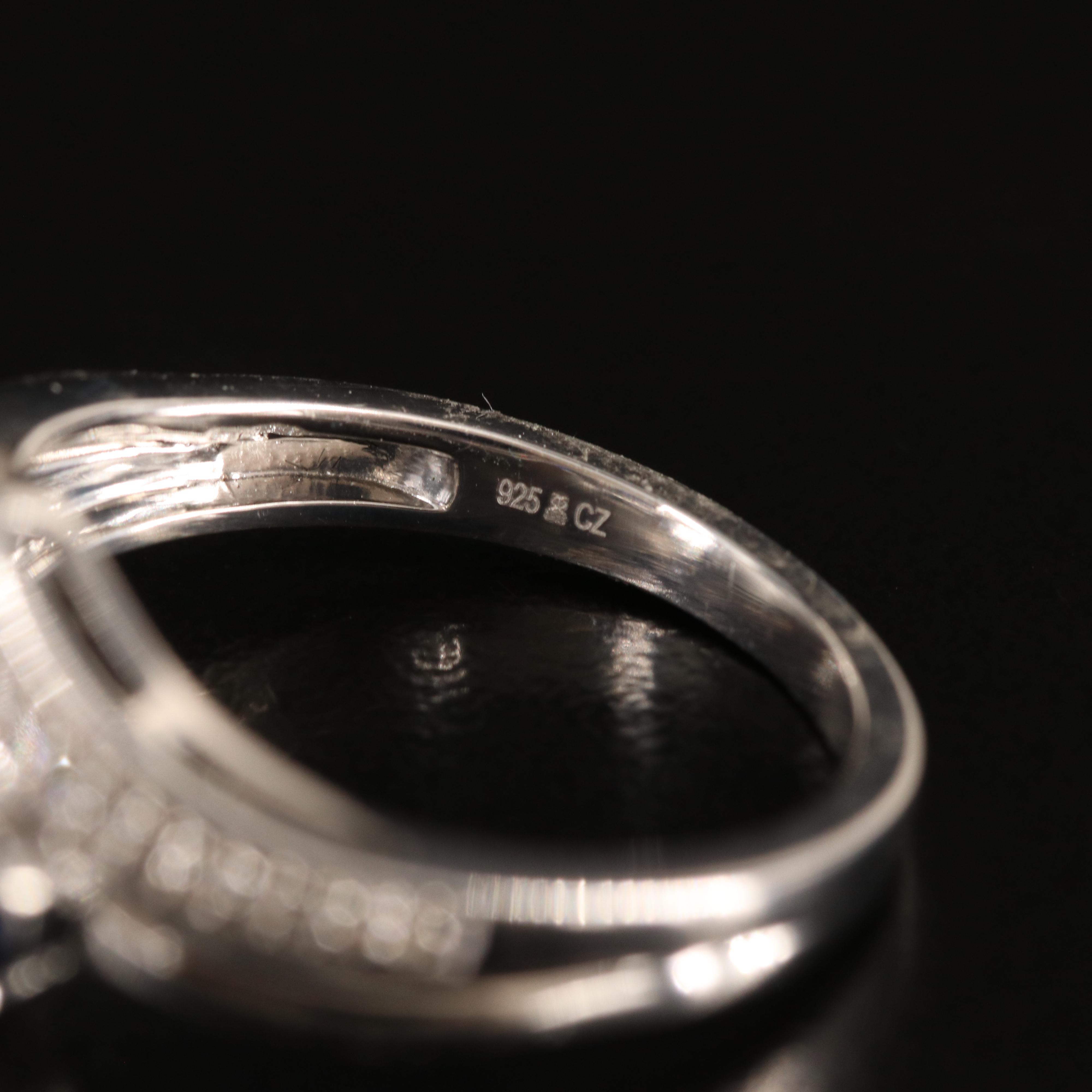 Sterling Sapphire and Cubic Zirconia Ring