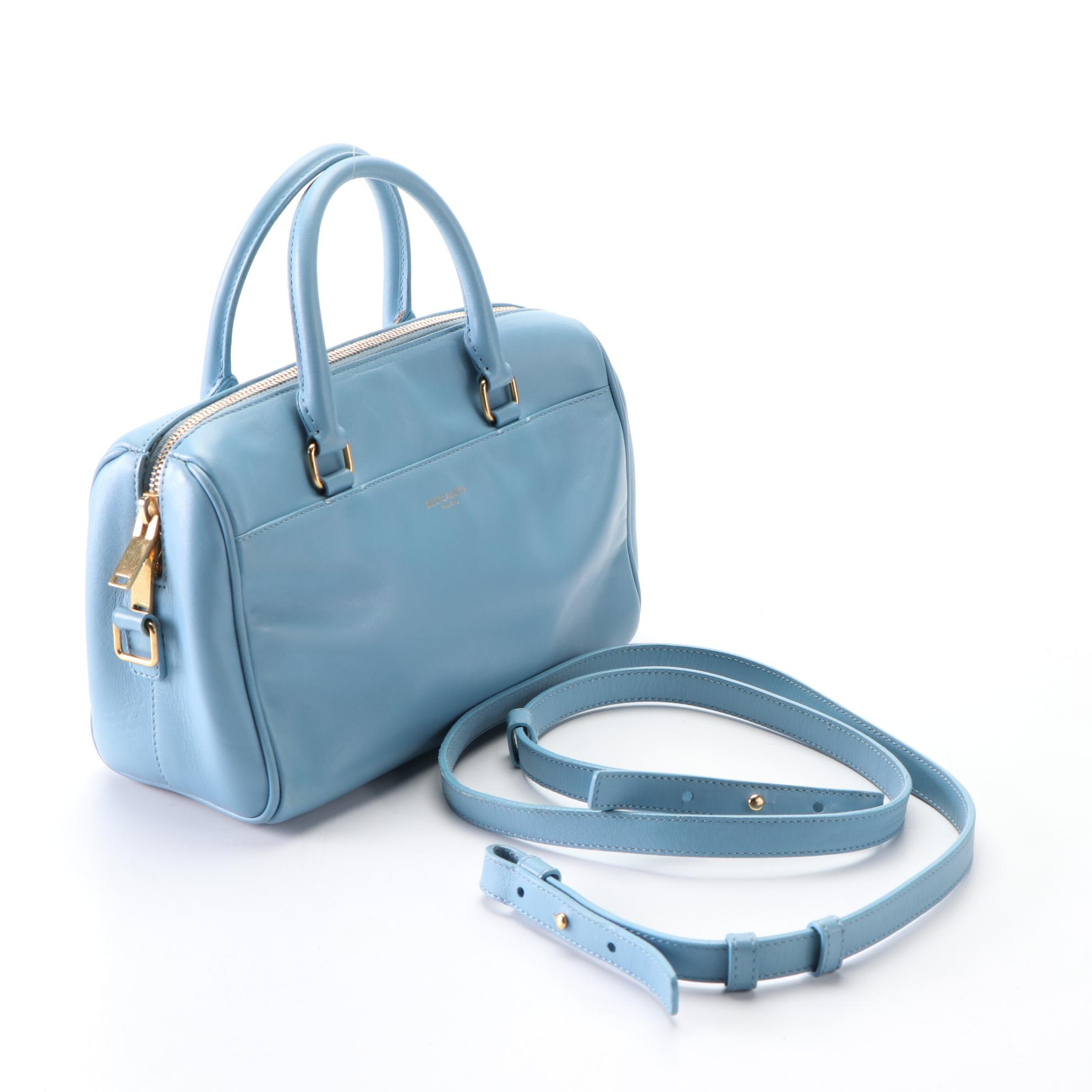 Saint Laurent Classic Baby Duffle Bag in Blue Leather
