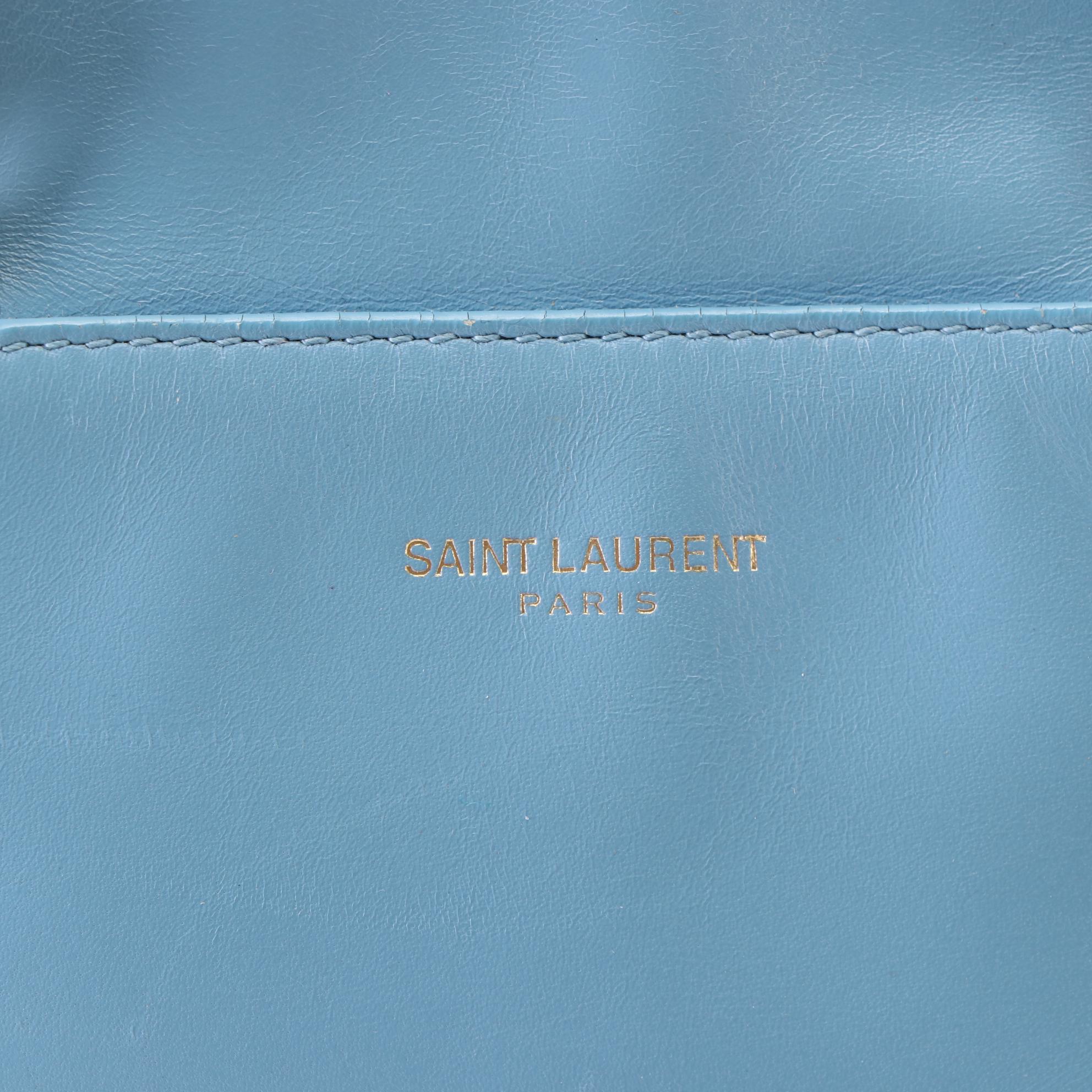 Saint Laurent Classic Baby Duffle Bag in Blue Leather