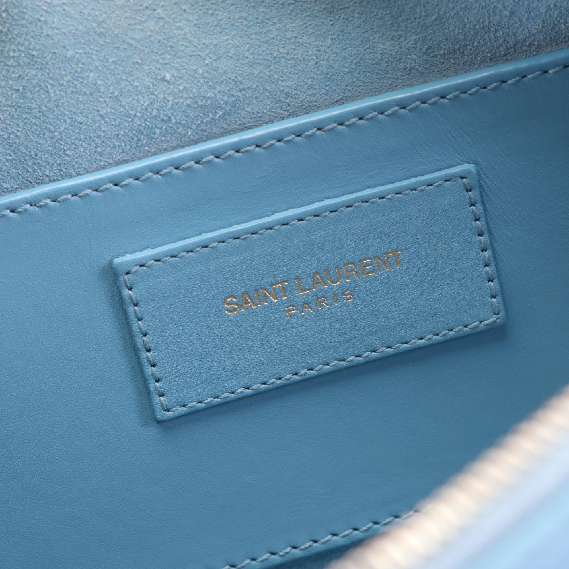 Saint Laurent Classic Baby Duffle Bag in Blue Leather