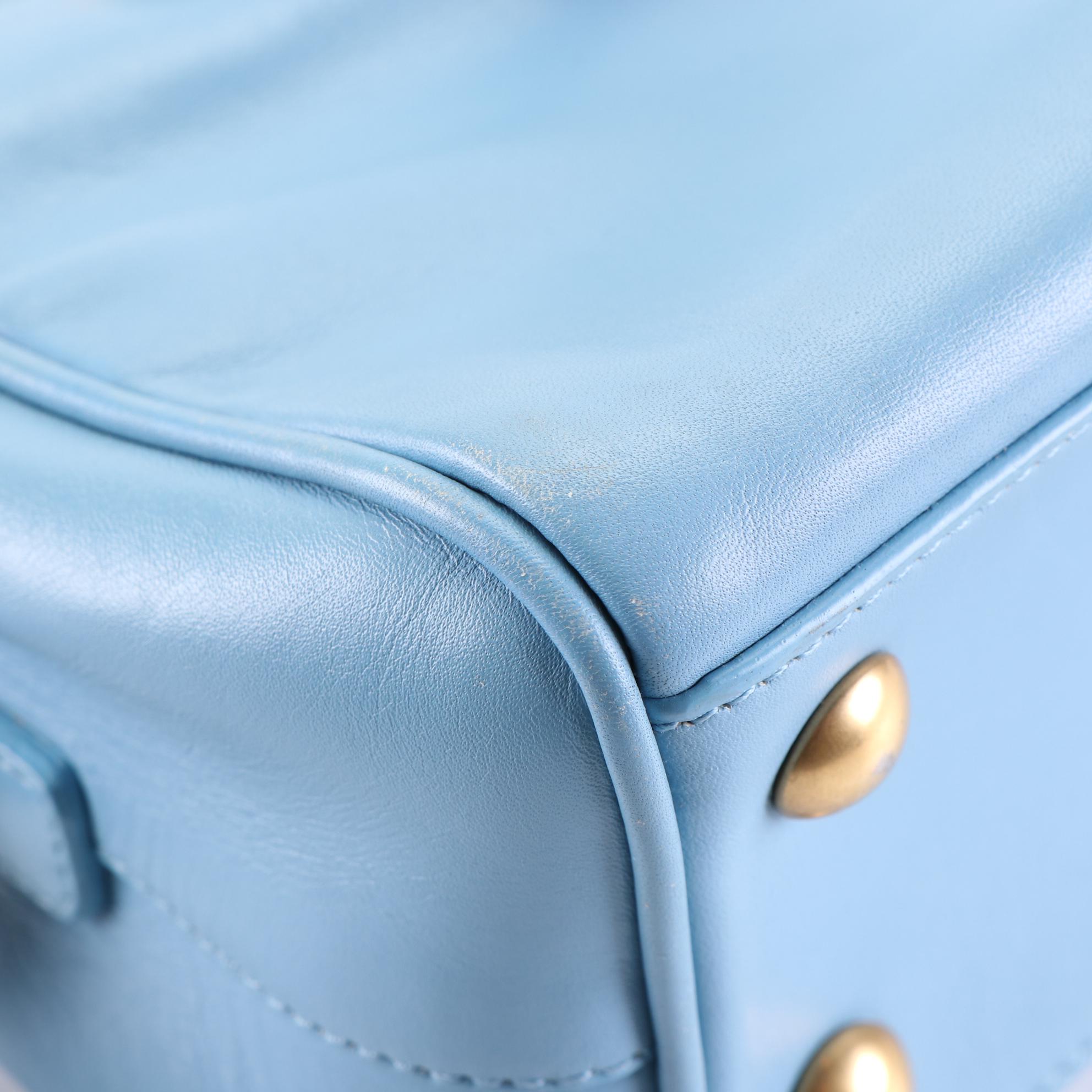 Saint Laurent Classic Baby Duffle Bag in Blue Leather