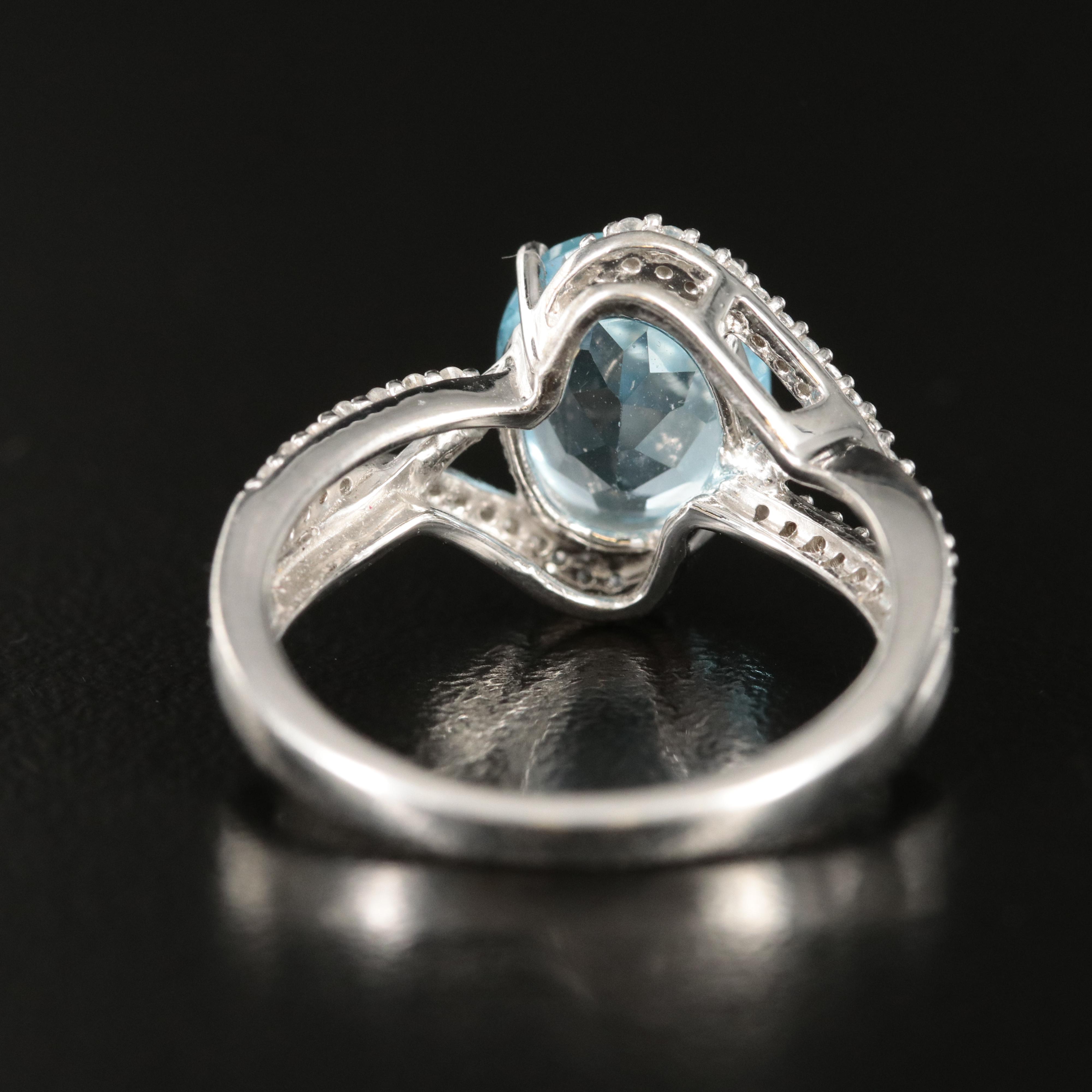 Sterling Sky Blue Topaz and White Sapphire Ring