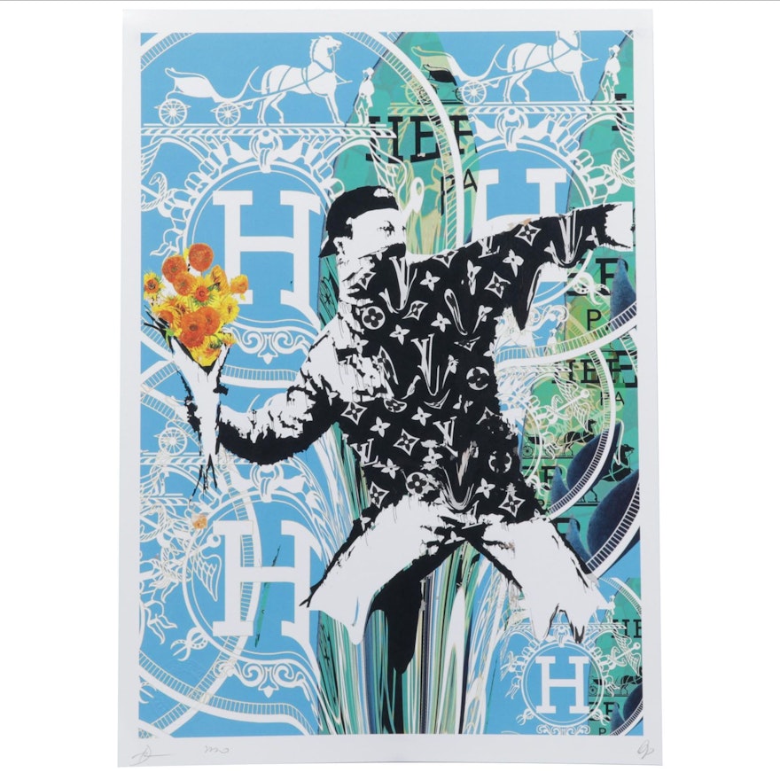 Death NYC Pop Art Graphic Print After Banksy's "Flower Thrower"