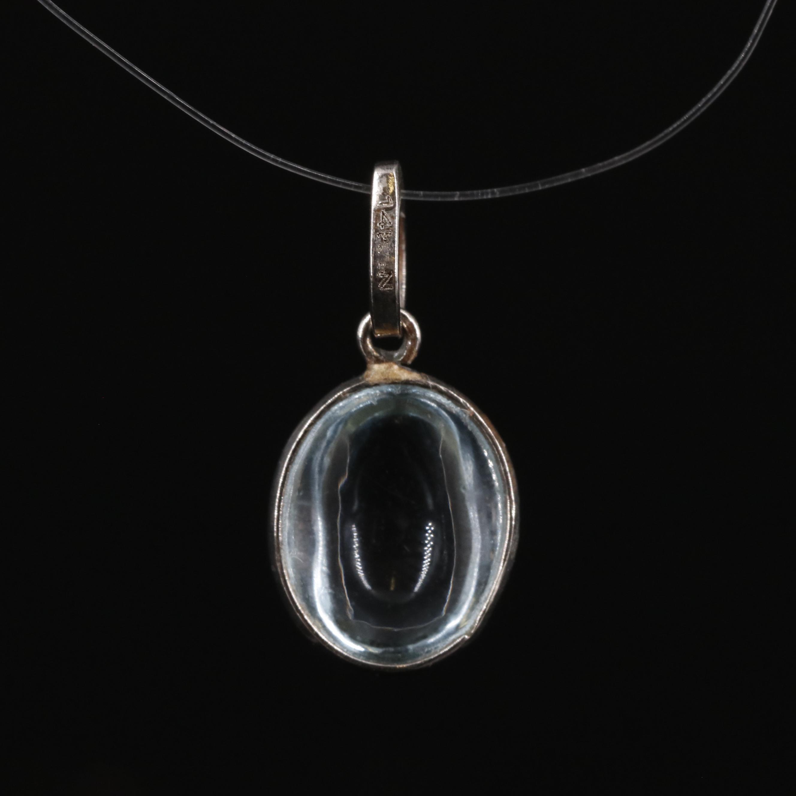 14K Blue Topaz Pendant