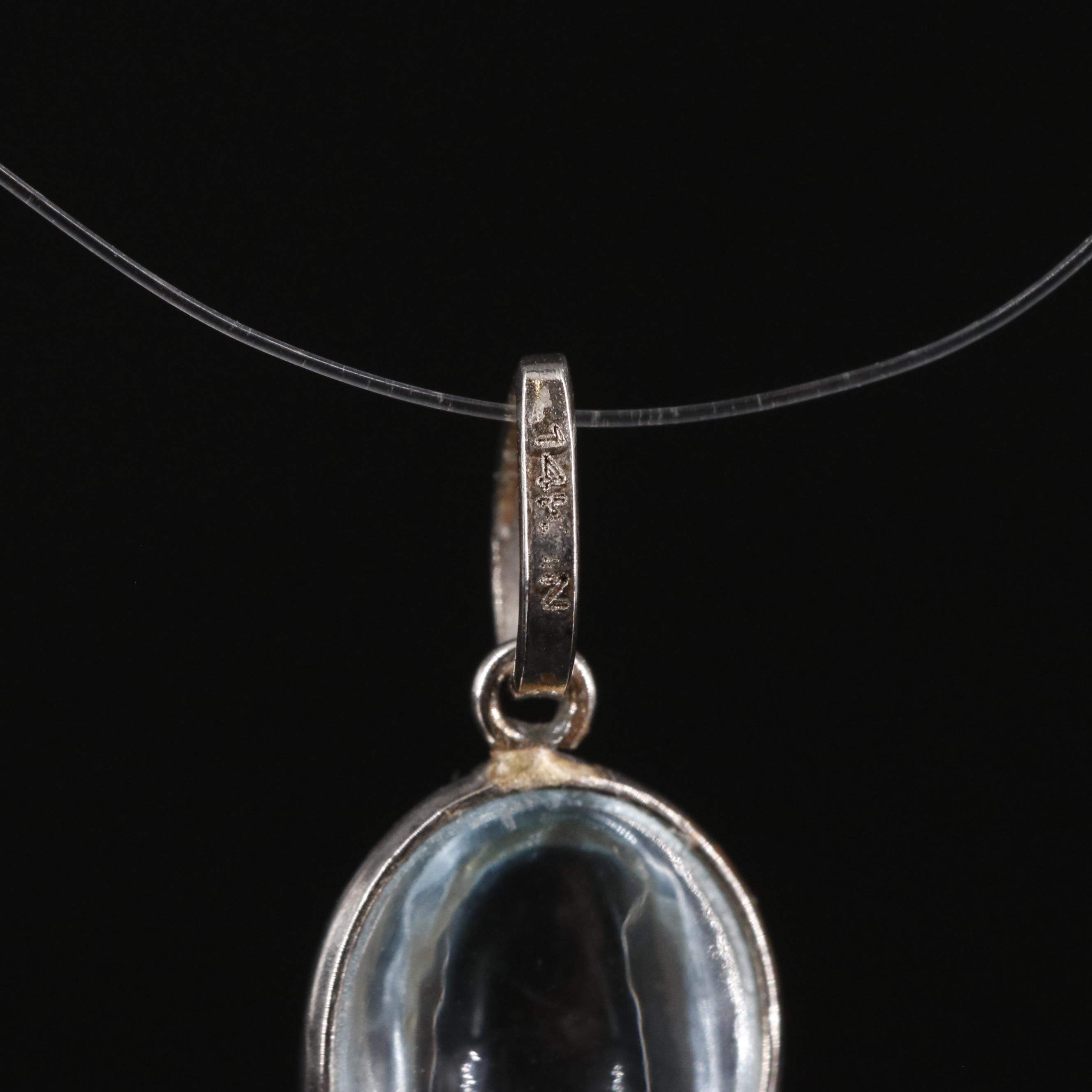 14K Blue Topaz Pendant