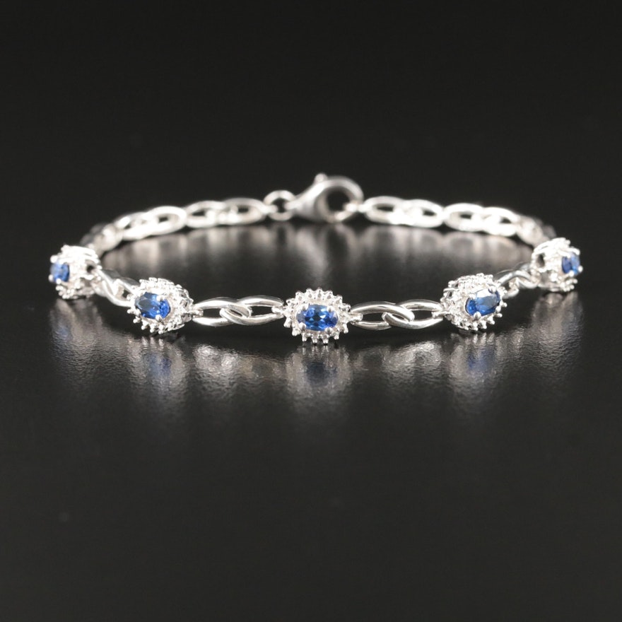 Sterling Sapphire and Diamond Bracelet