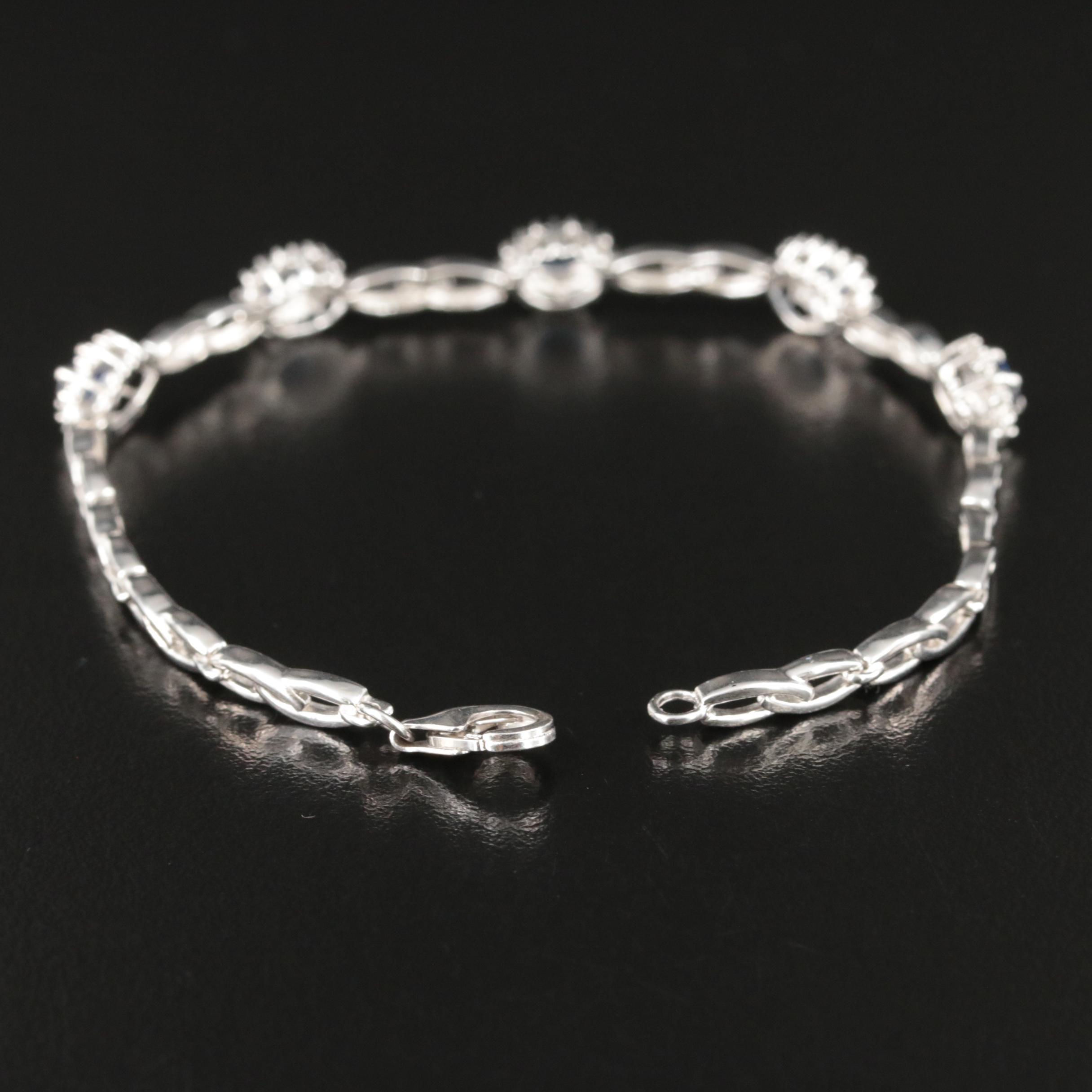 Sterling Sapphire and Diamond Bracelet