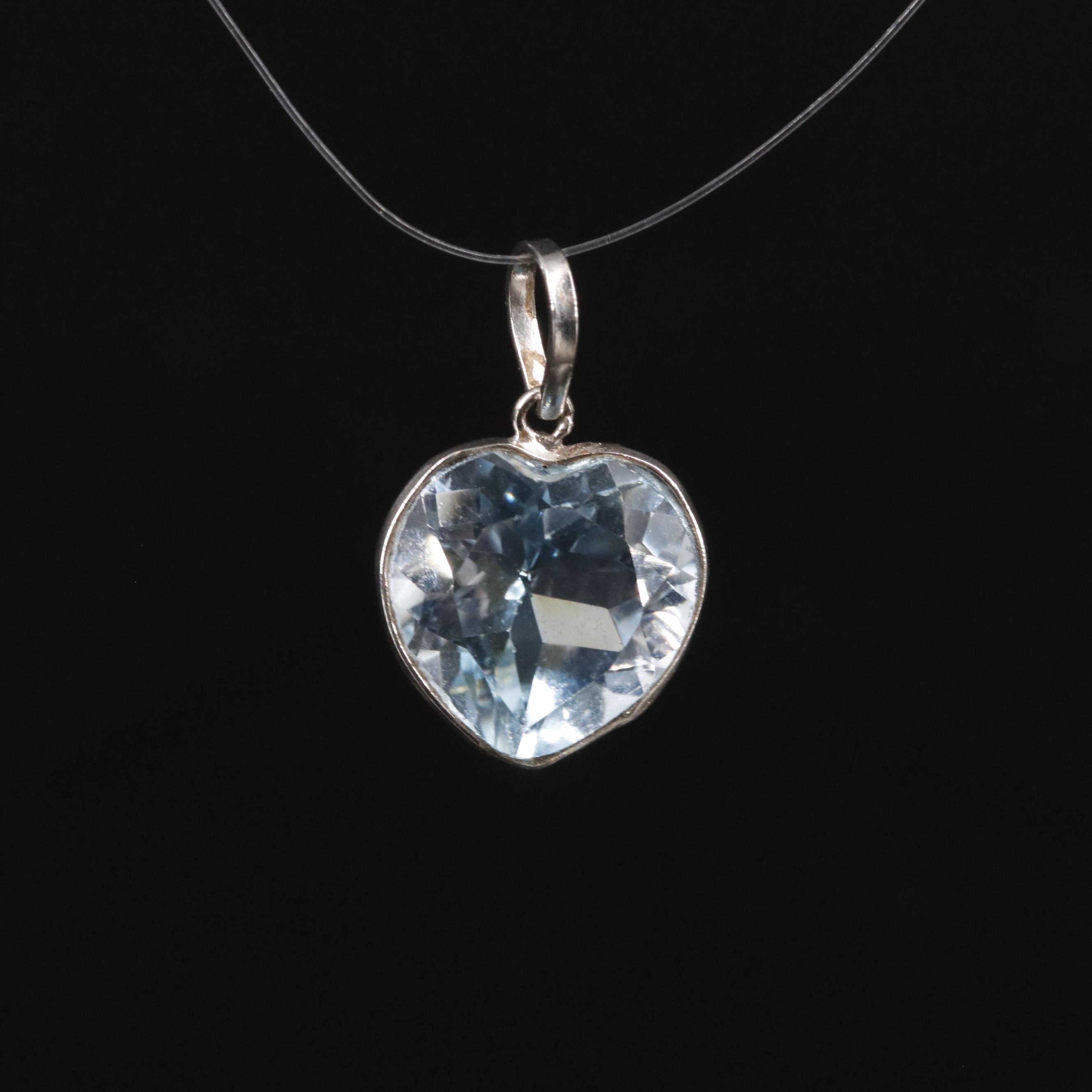 14K Blue Topaz Pendant