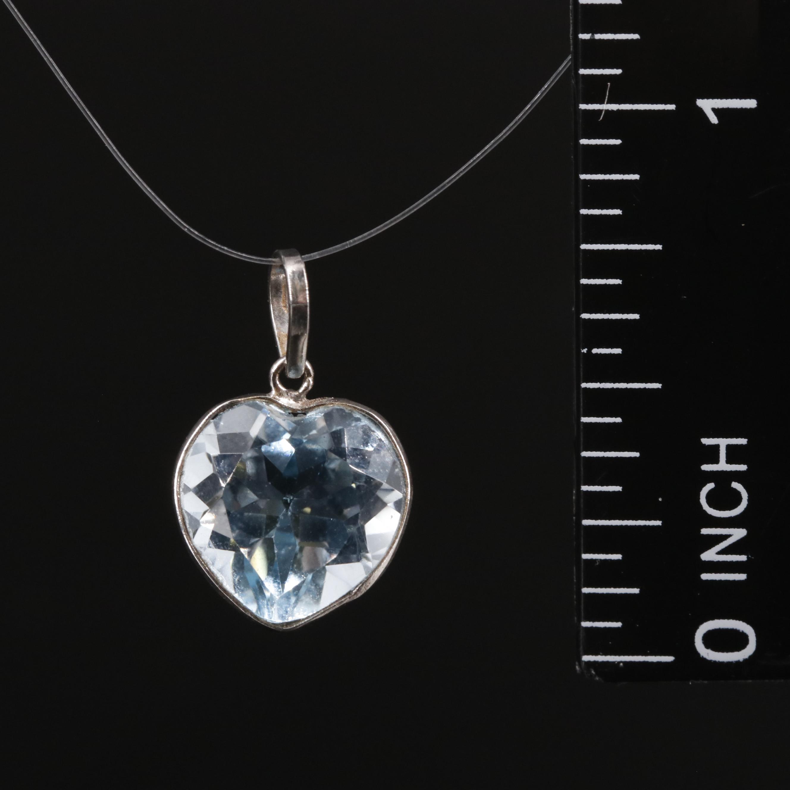 14K Blue Topaz Pendant