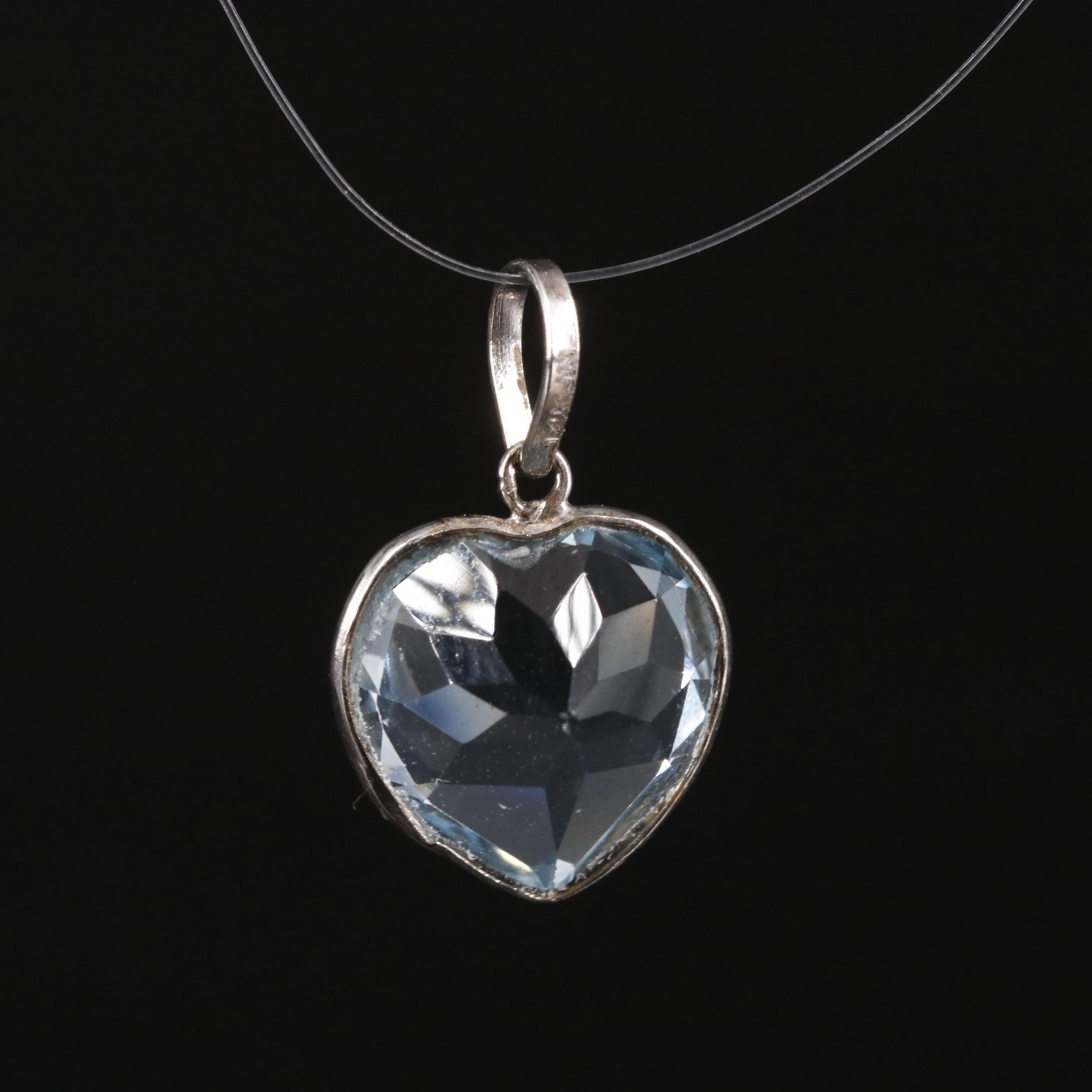 14K Blue Topaz Pendant