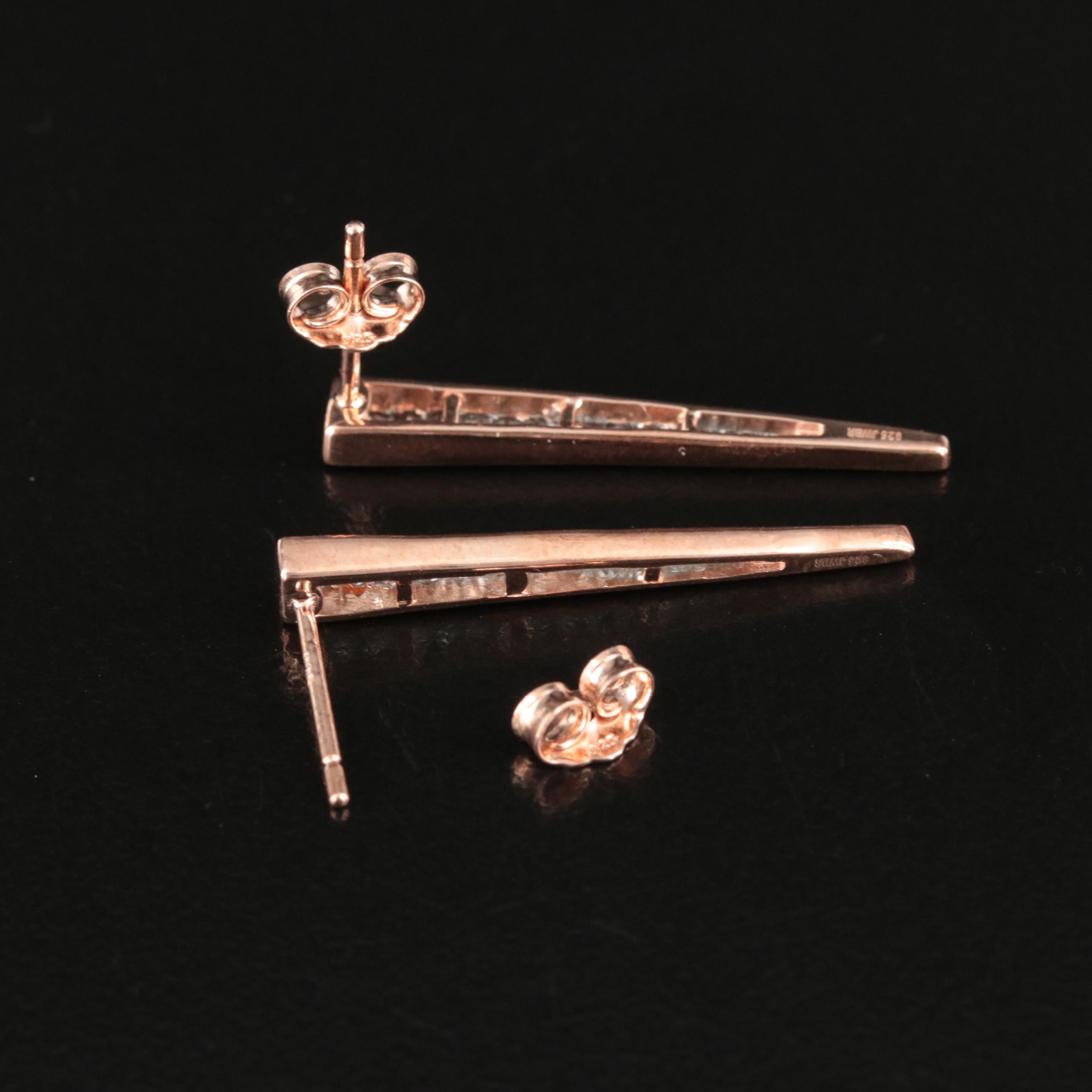 Sterling Sapphire Silver Channel Set Earrings