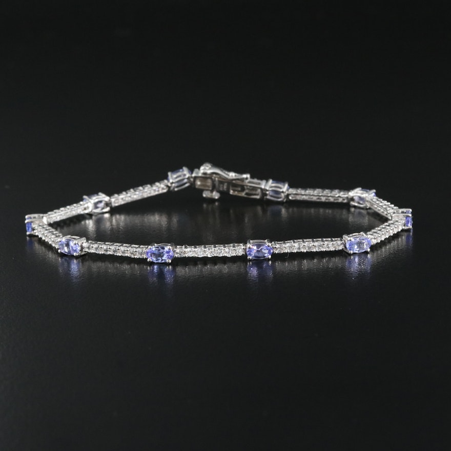 Sterling Tanzanite and White Sapphire Bracelet