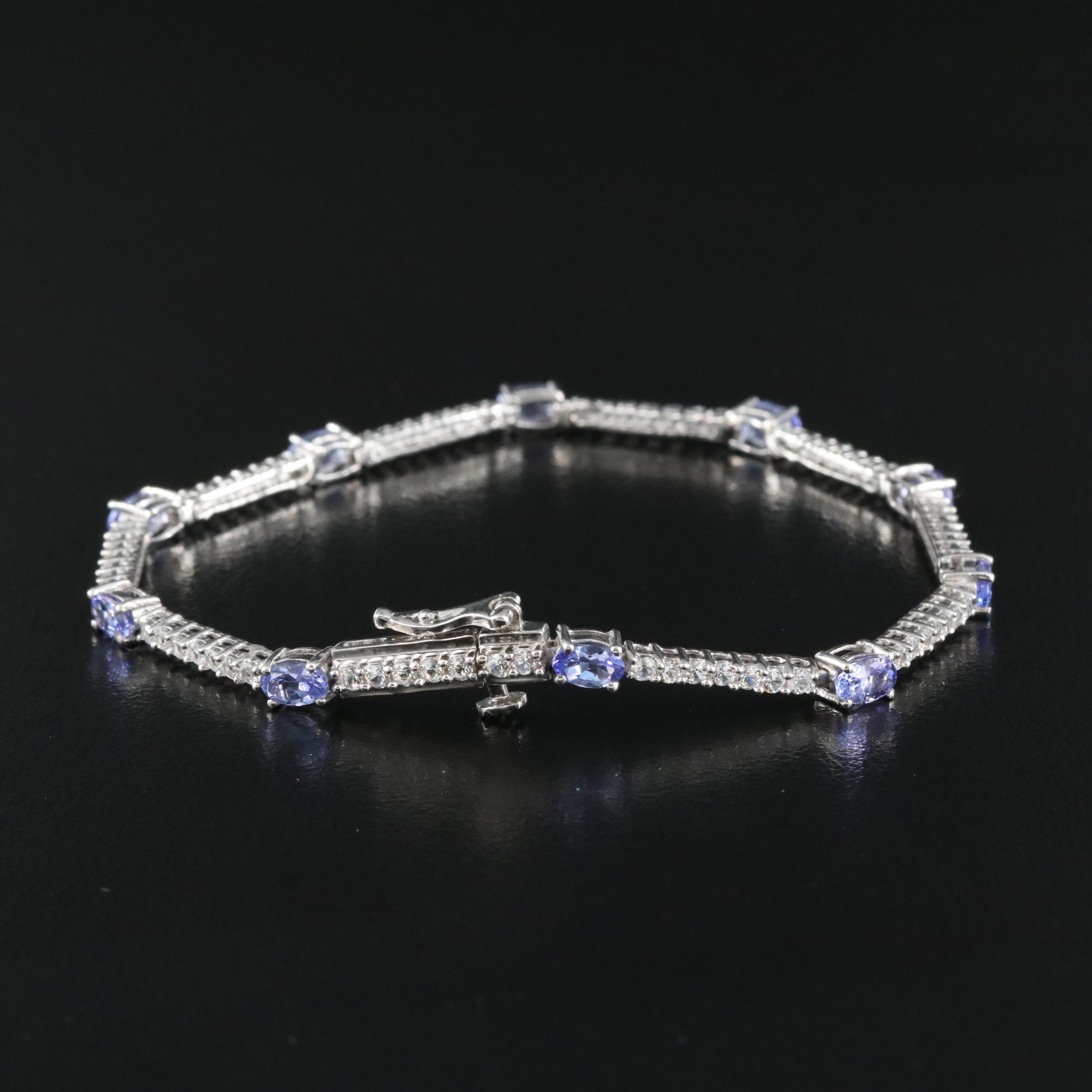 Sterling Tanzanite and White Sapphire Bracelet