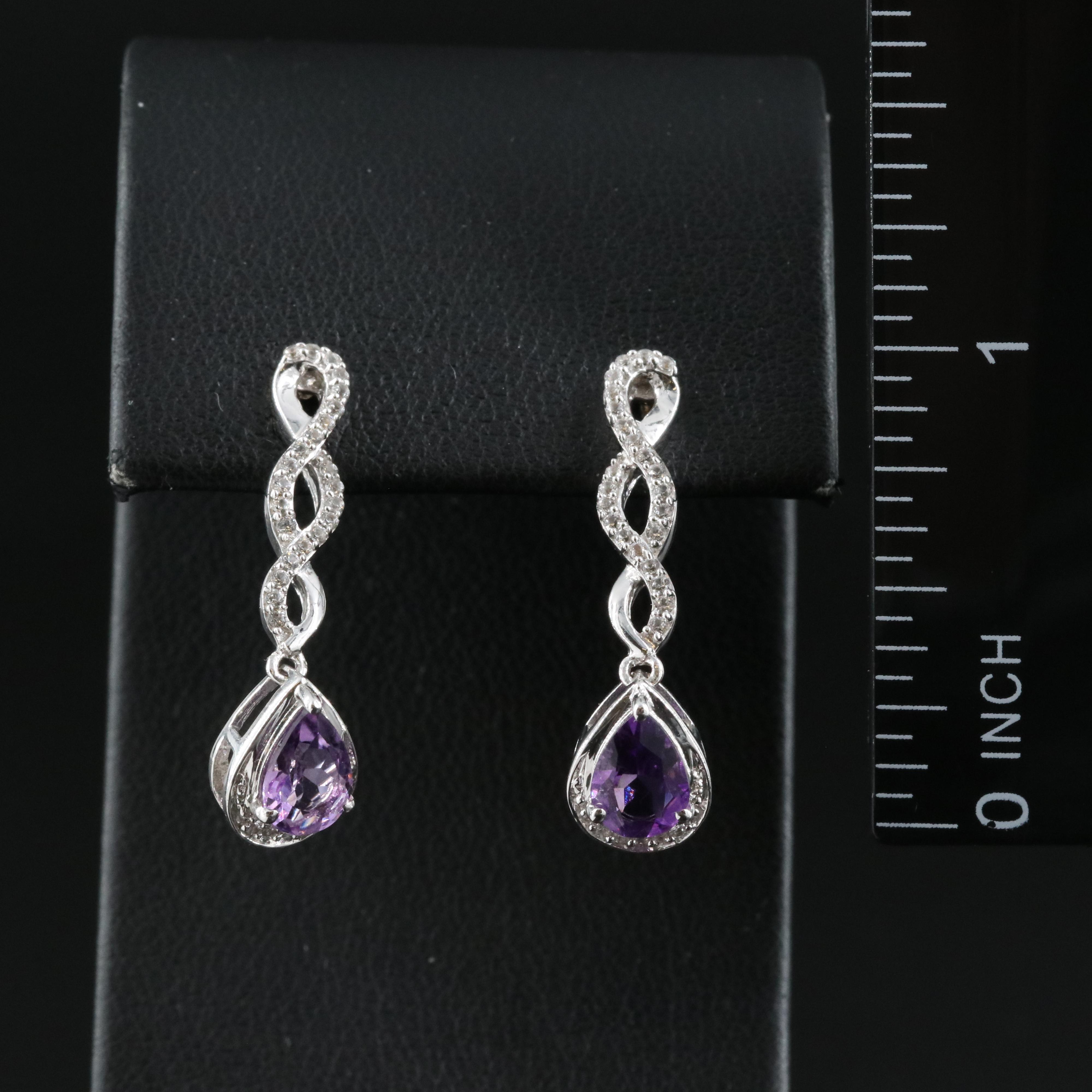Sterling Silver Amethyst and Sapphire Earrings