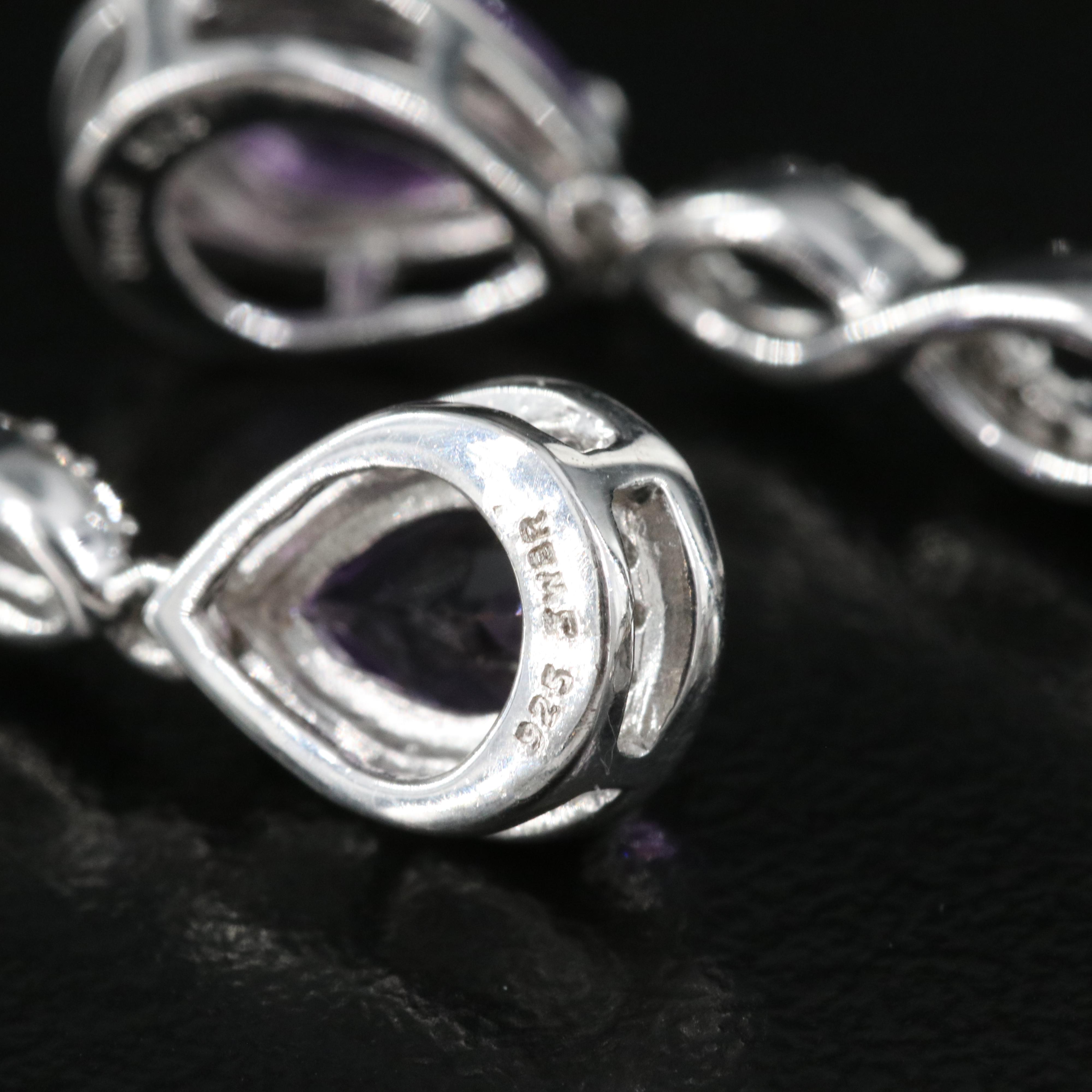 Sterling Silver Amethyst and Sapphire Earrings