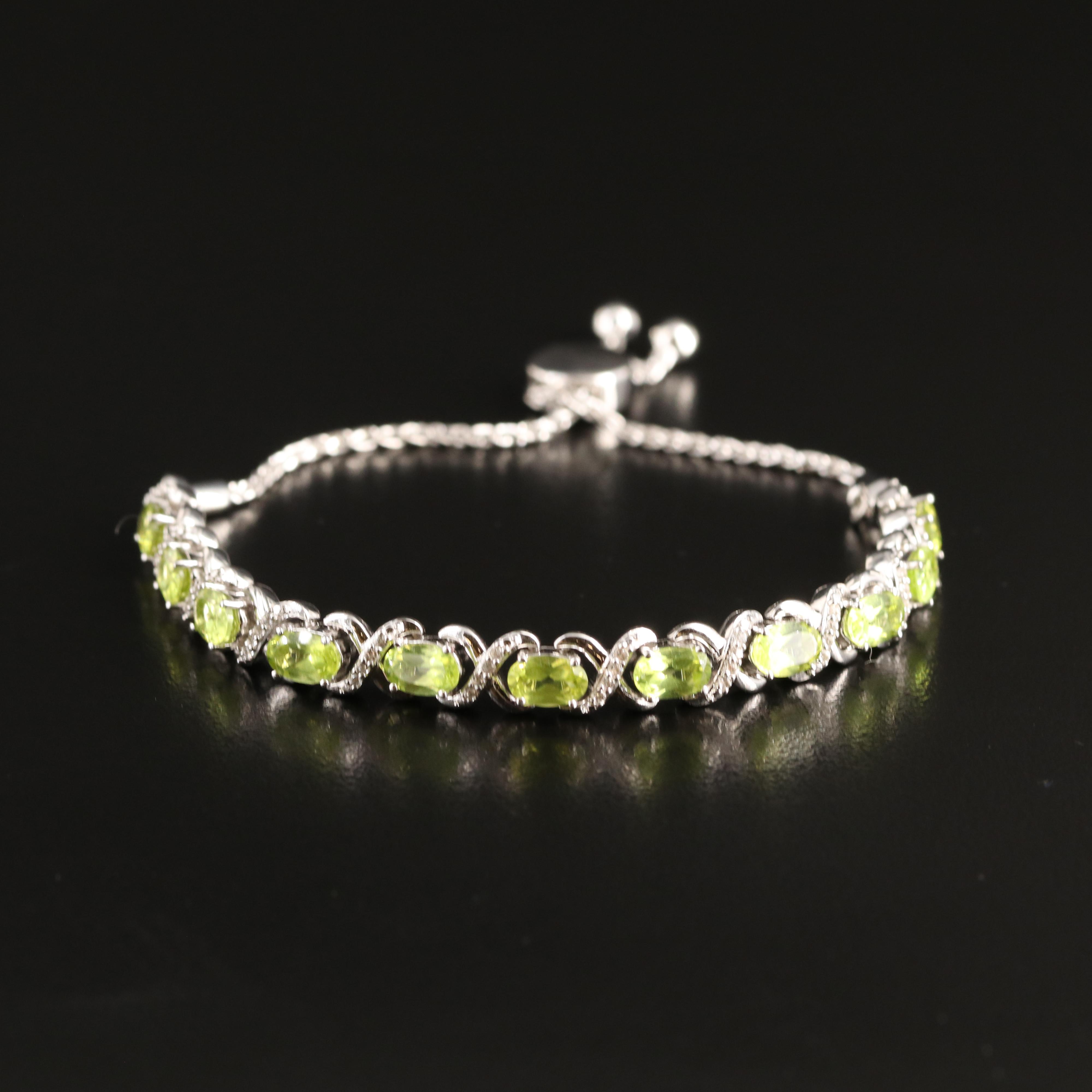 Sterling Peridot and Topaz Bolo Bracelet