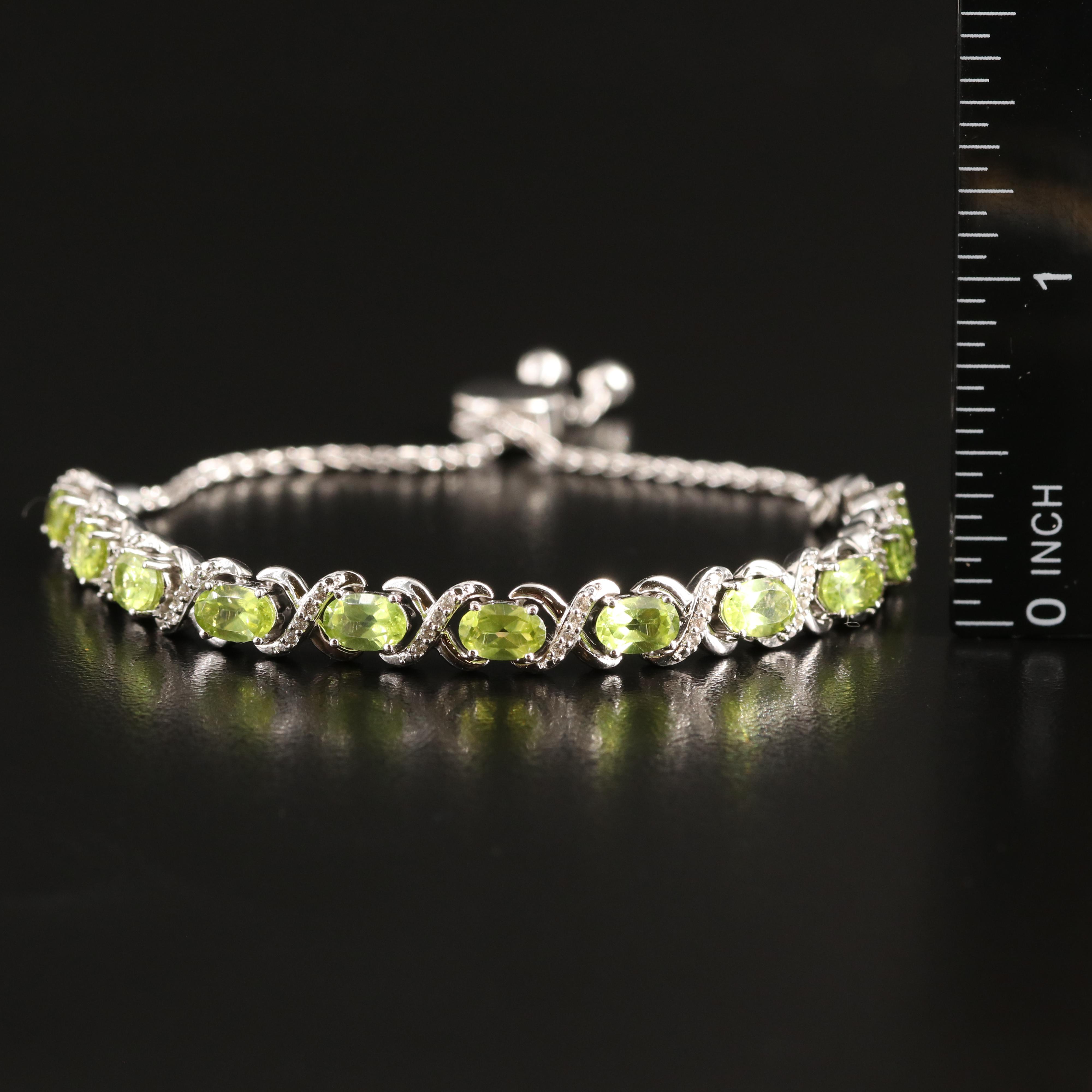 Sterling Peridot and Topaz Bolo Bracelet