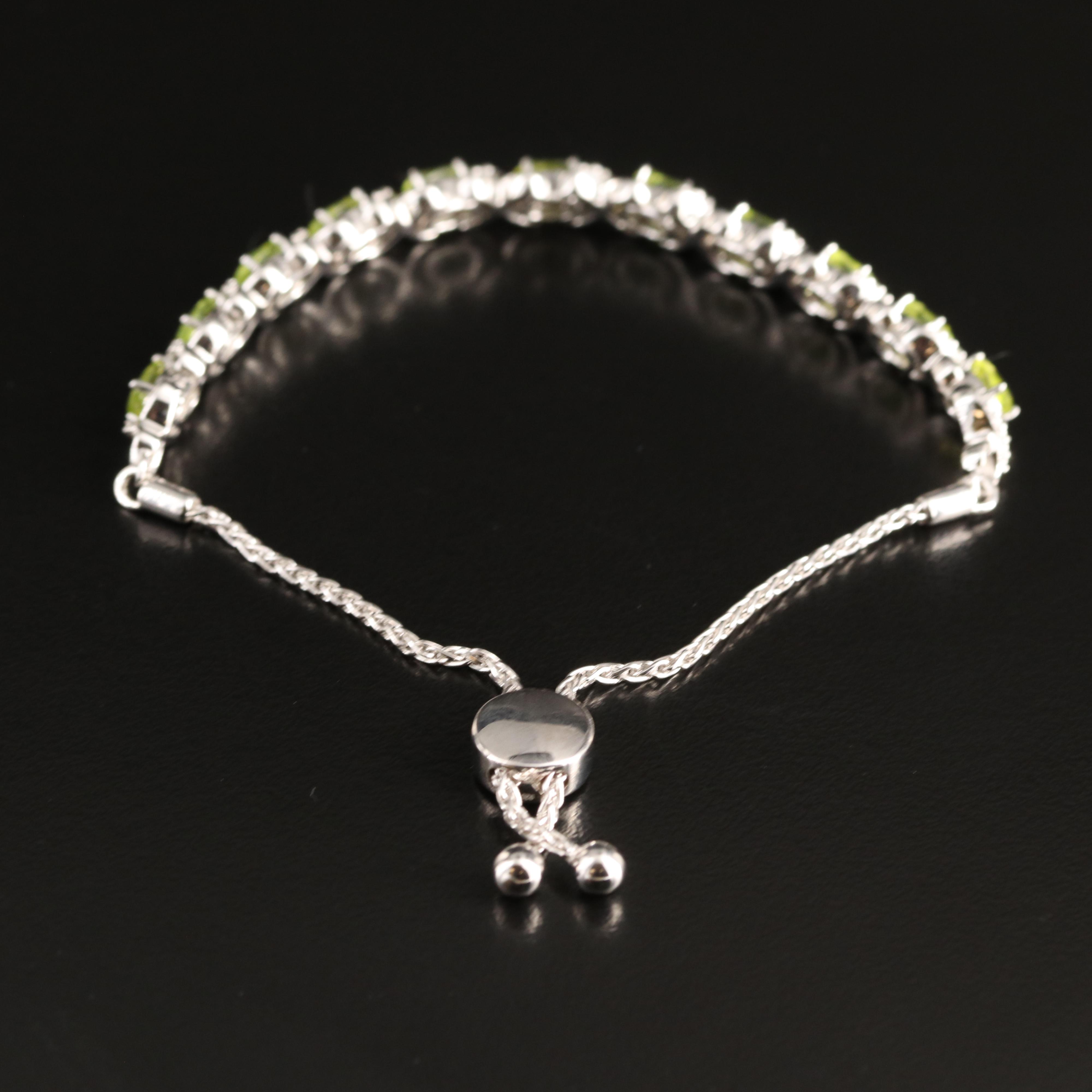Sterling Peridot and Topaz Bolo Bracelet
