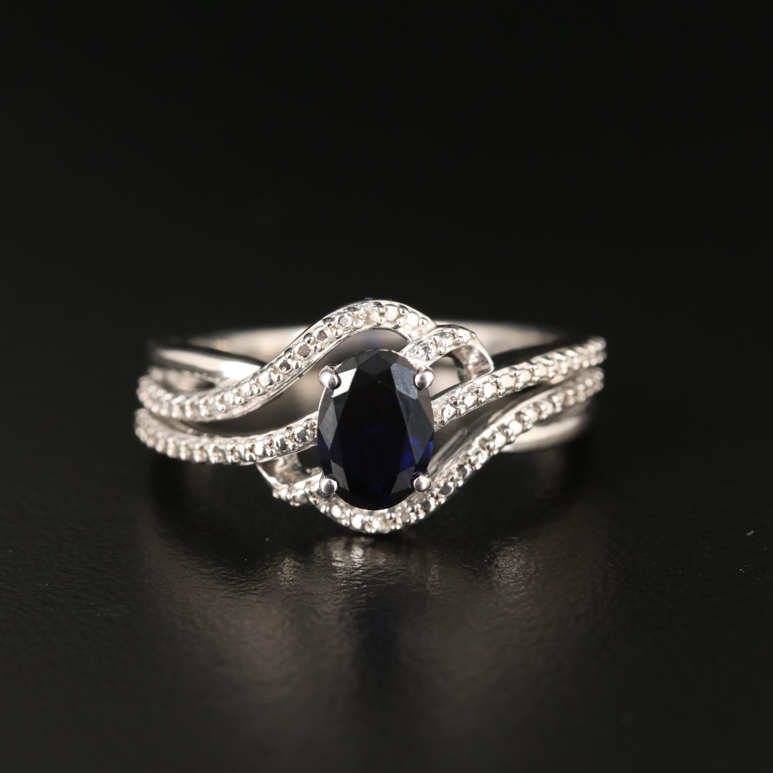 Sterling Sapphire Openwork Ring