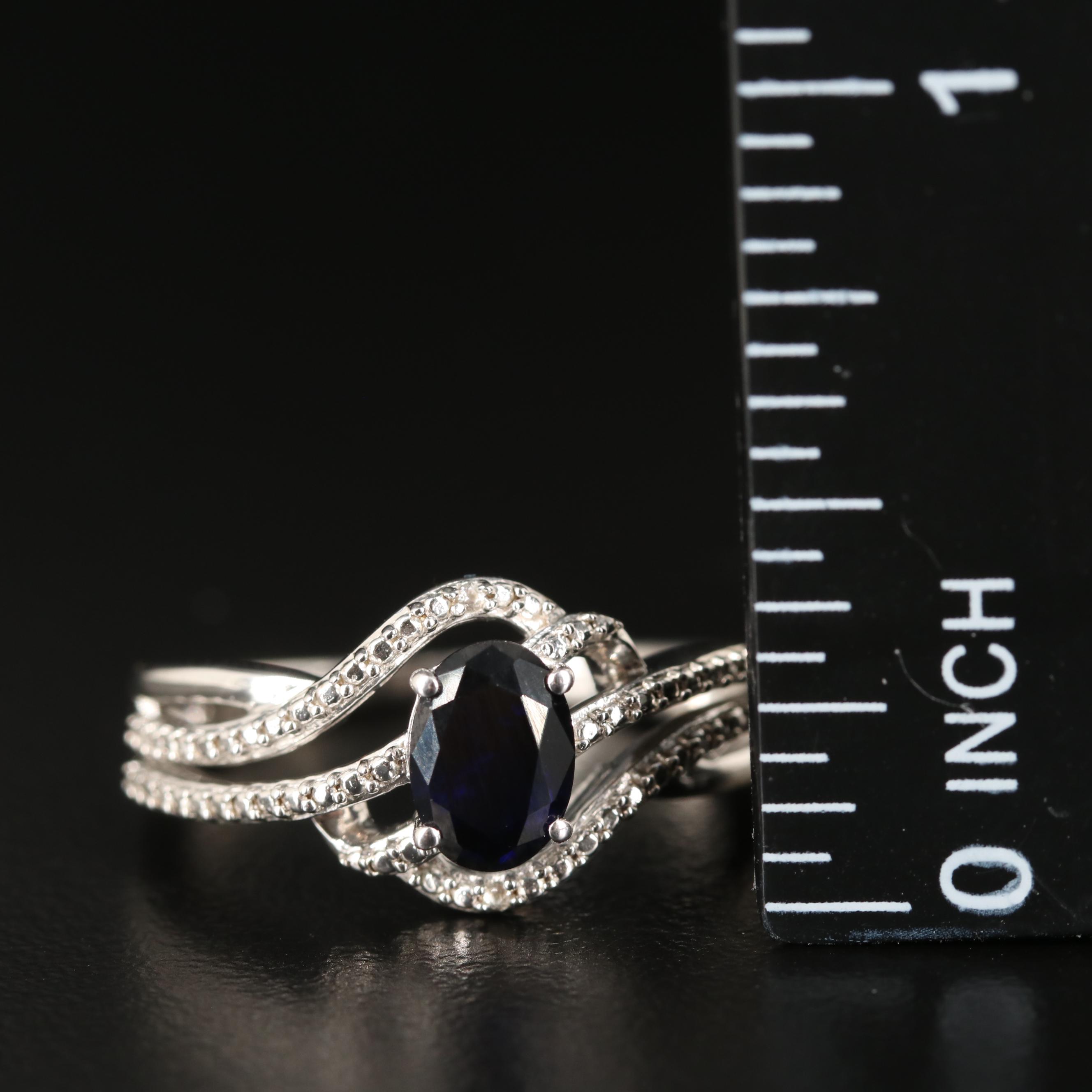 Sterling Sapphire Openwork Ring