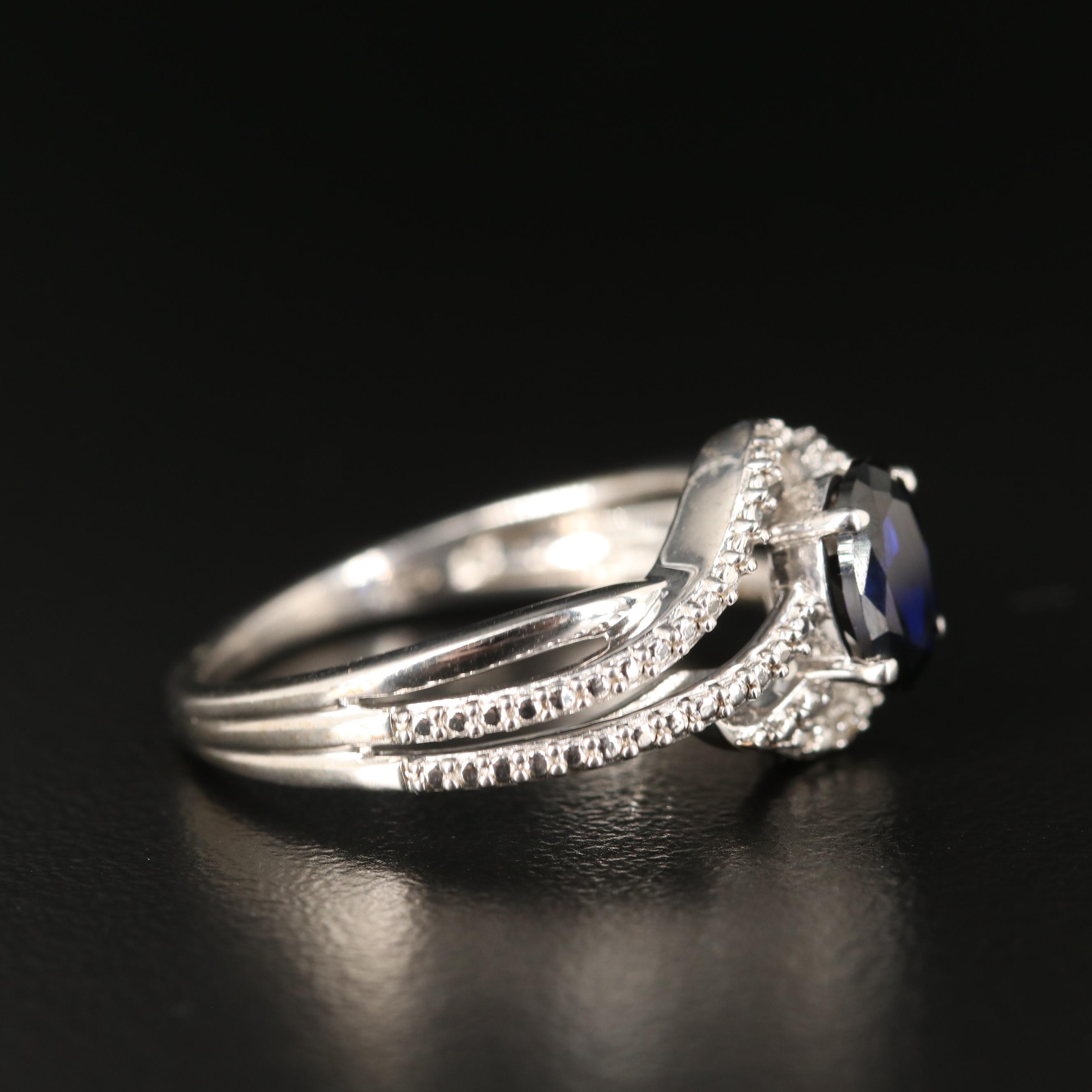 Sterling Sapphire Openwork Ring