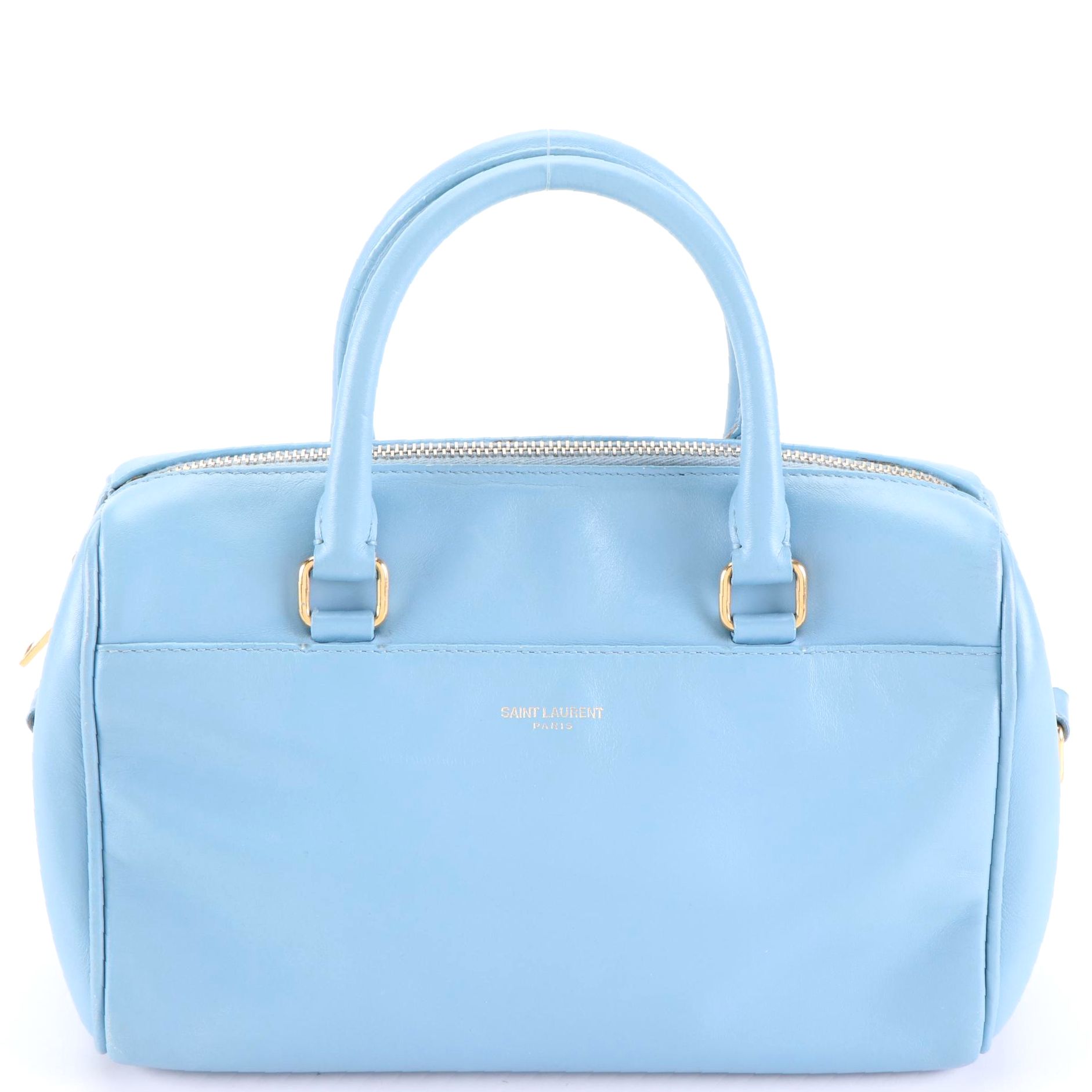 Saint Laurent Classic Baby Duffle Bag in Blue Leather