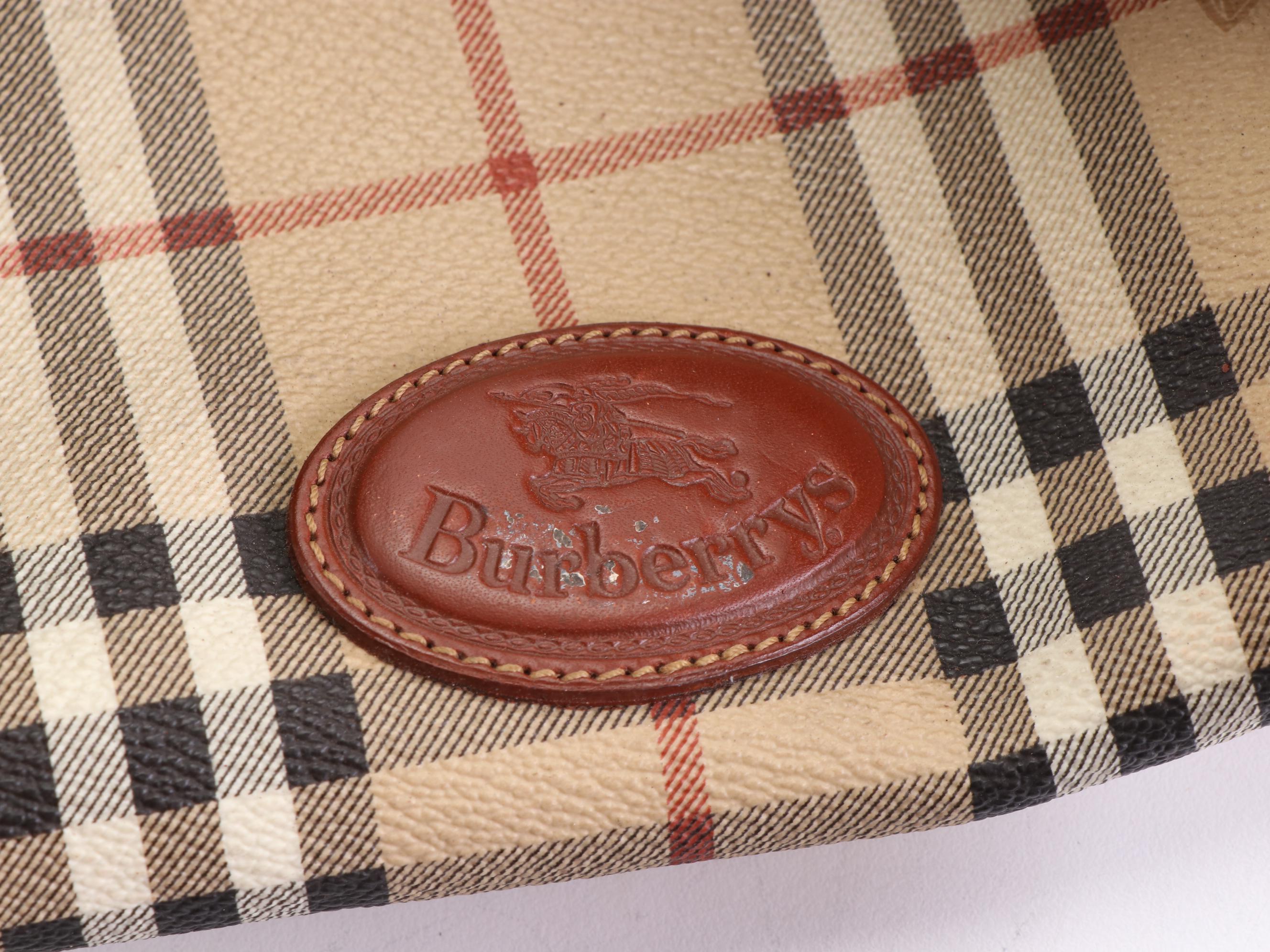 Burberrys Boston Bag in Haymarket Check Coated Canvas and Leather