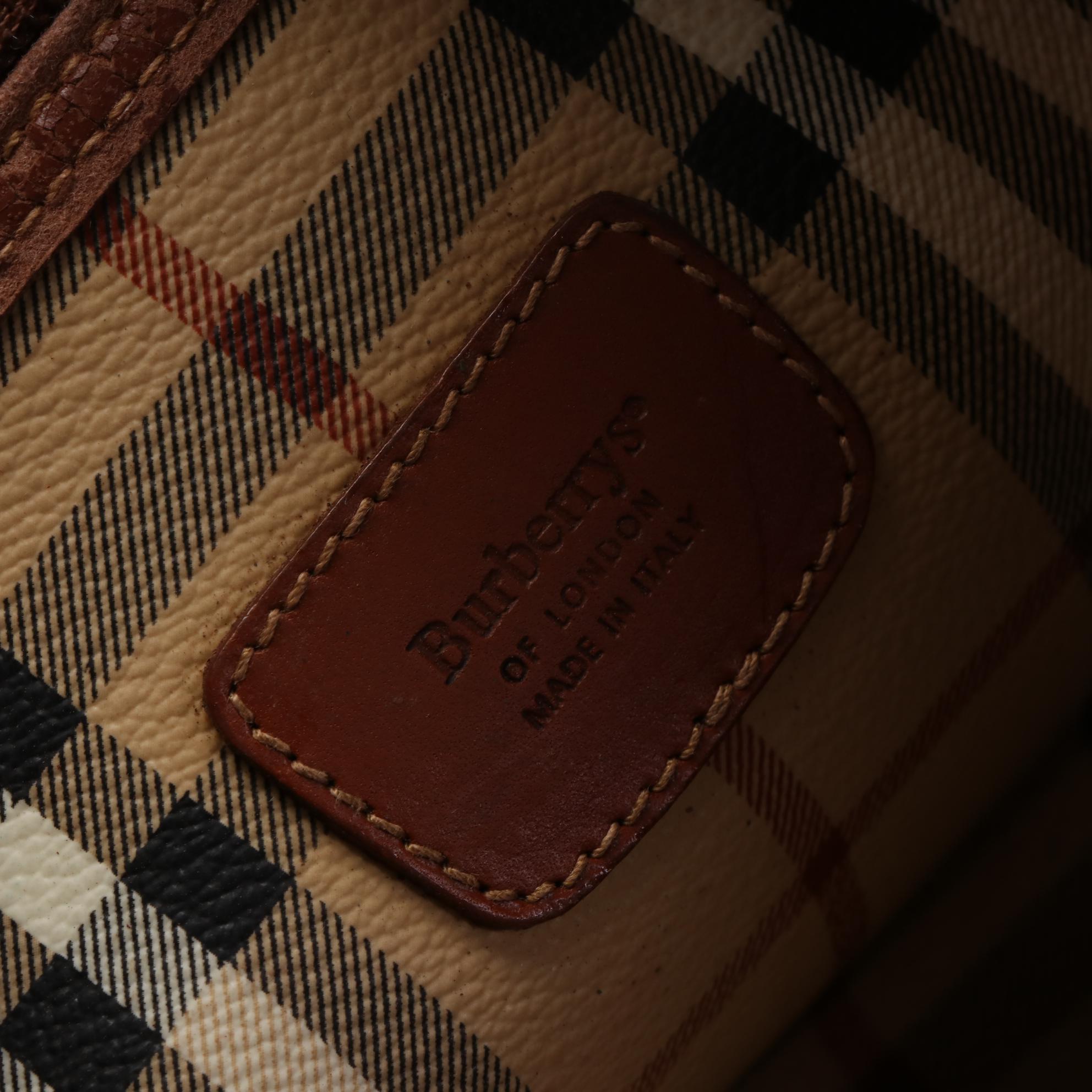 Burberrys Boston Bag in Haymarket Check Coated Canvas and Leather