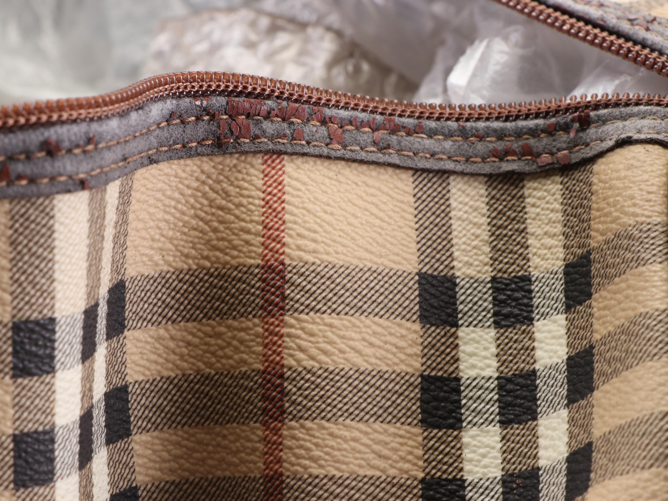 Burberrys Boston Bag in Haymarket Check Coated Canvas and Leather