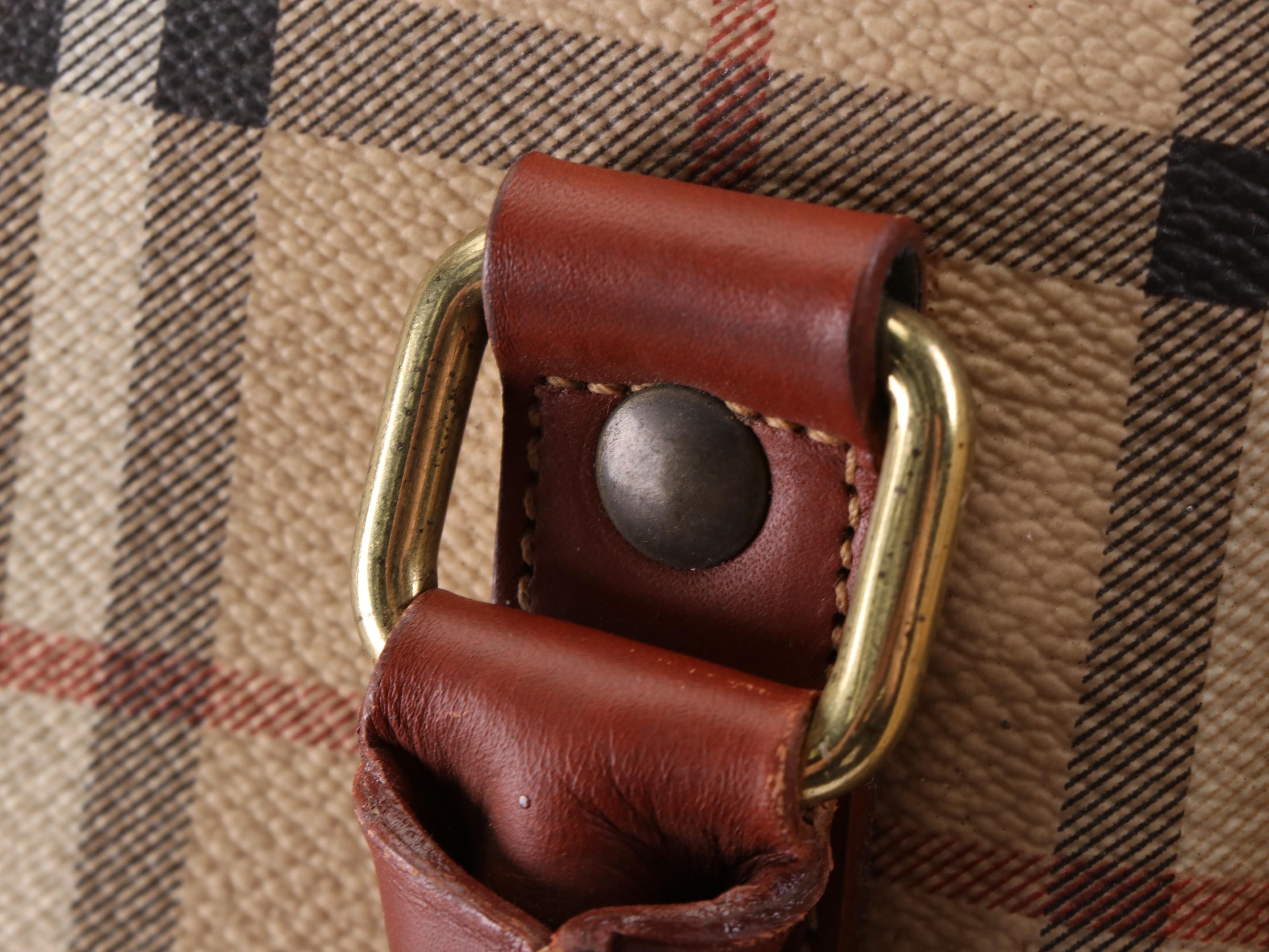 Burberrys Boston Bag in Haymarket Check Coated Canvas and Leather