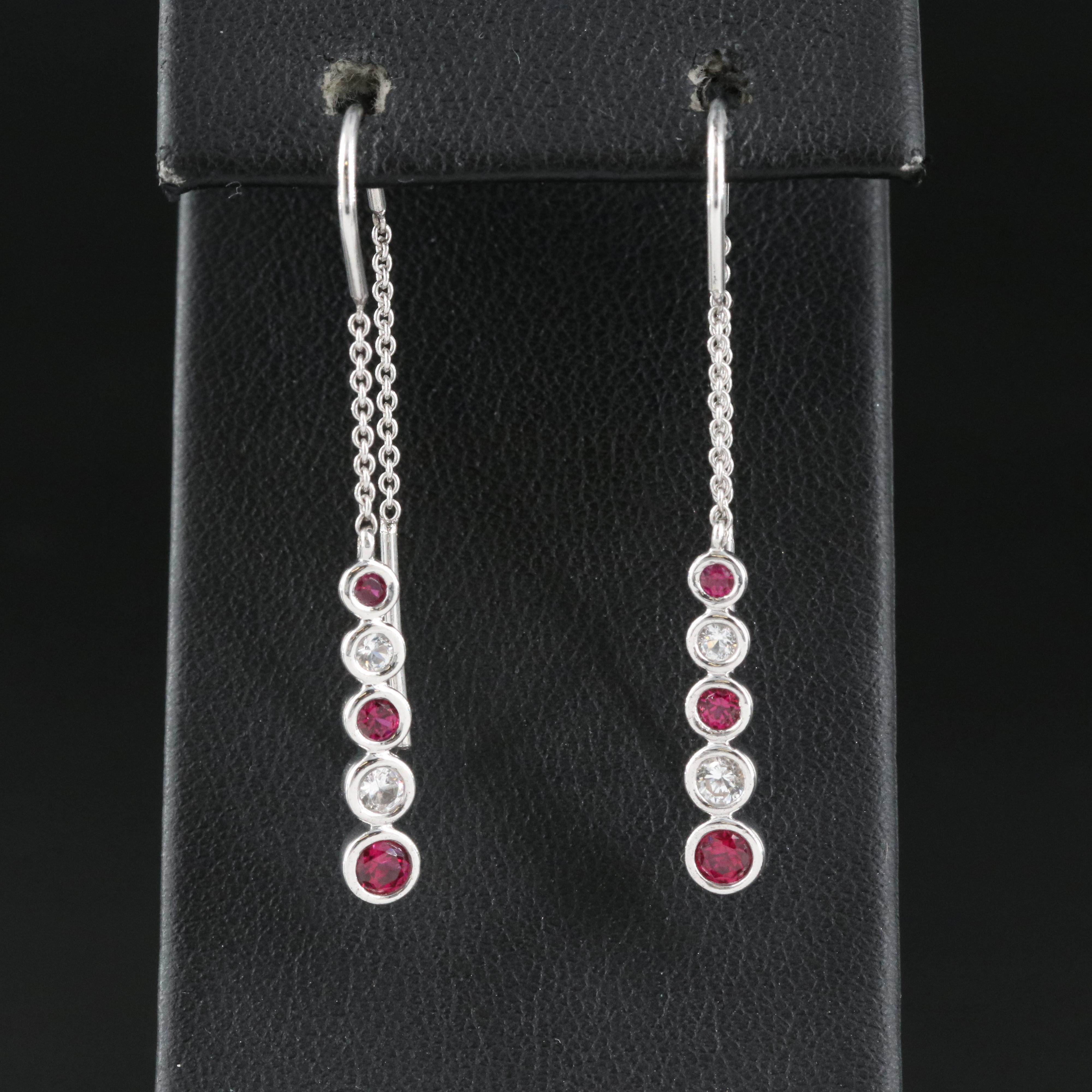 Sterling Silver Ruby and Sapphire Threader Earrings