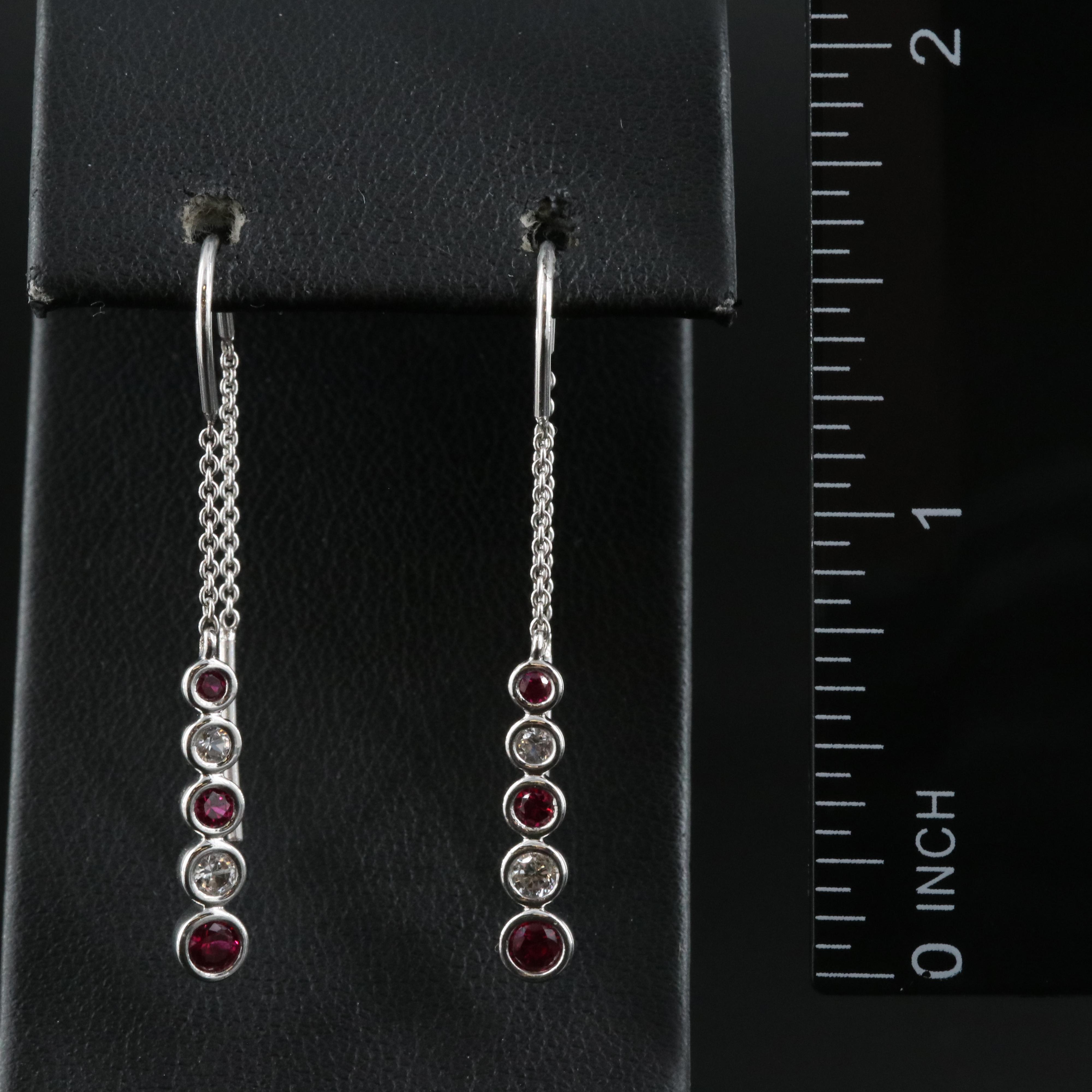 Sterling Silver Ruby and Sapphire Threader Earrings