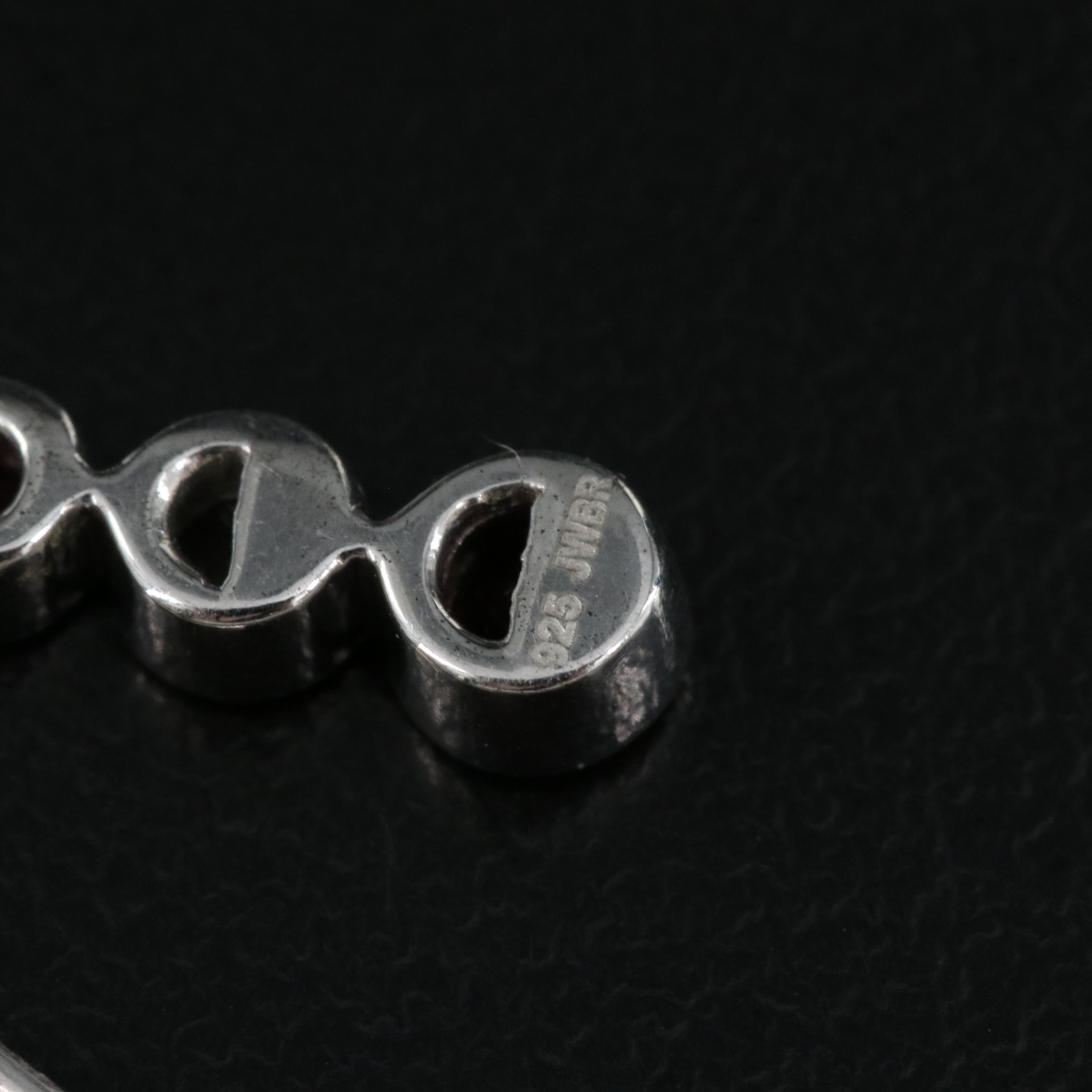 Sterling Silver Ruby and Sapphire Threader Earrings