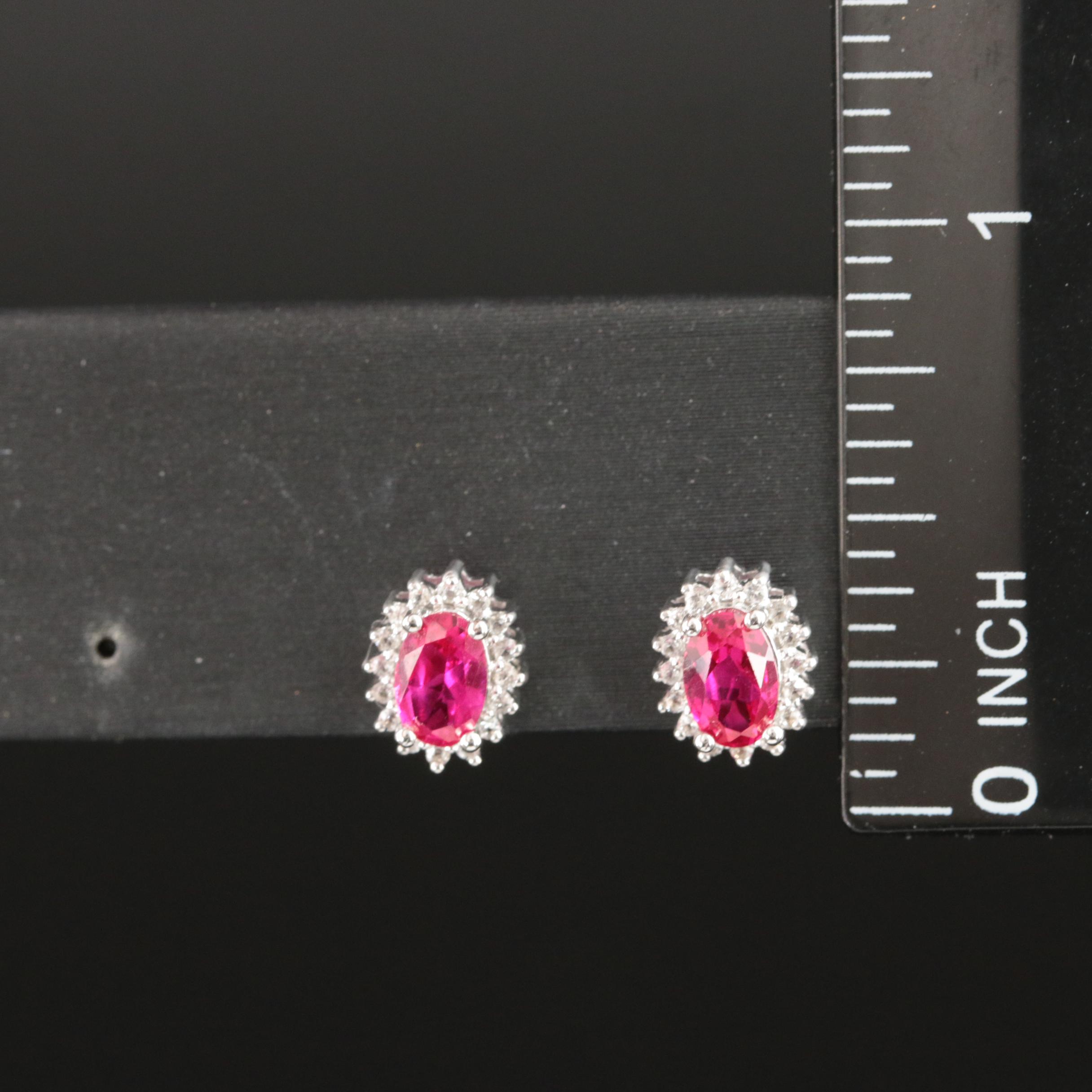 Sterling Ruby and Topaz Stud Earrings