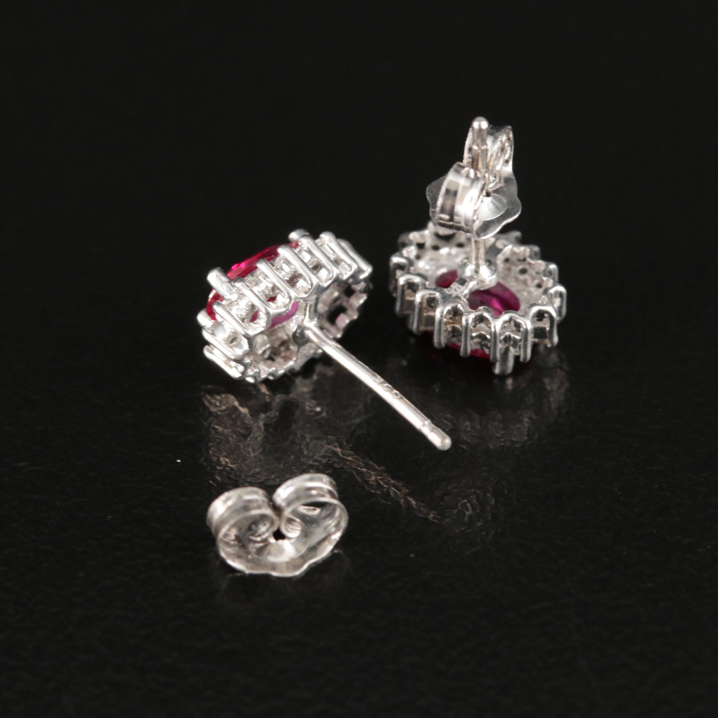 Sterling Ruby and Topaz Stud Earrings