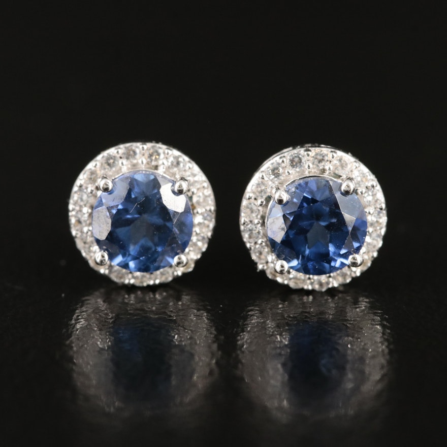 Sterling Sapphire Stud Earrings