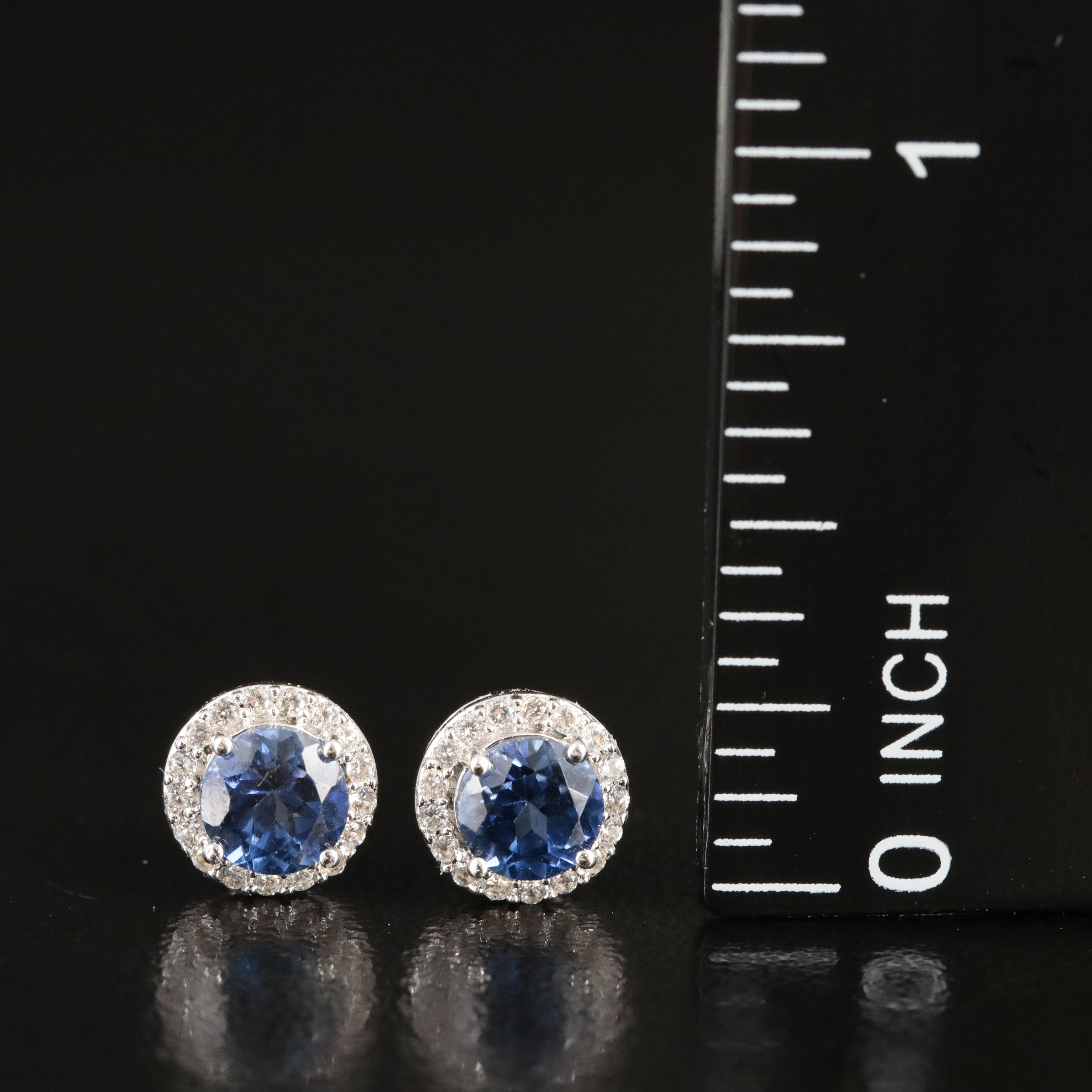 Sterling Sapphire Stud Earrings