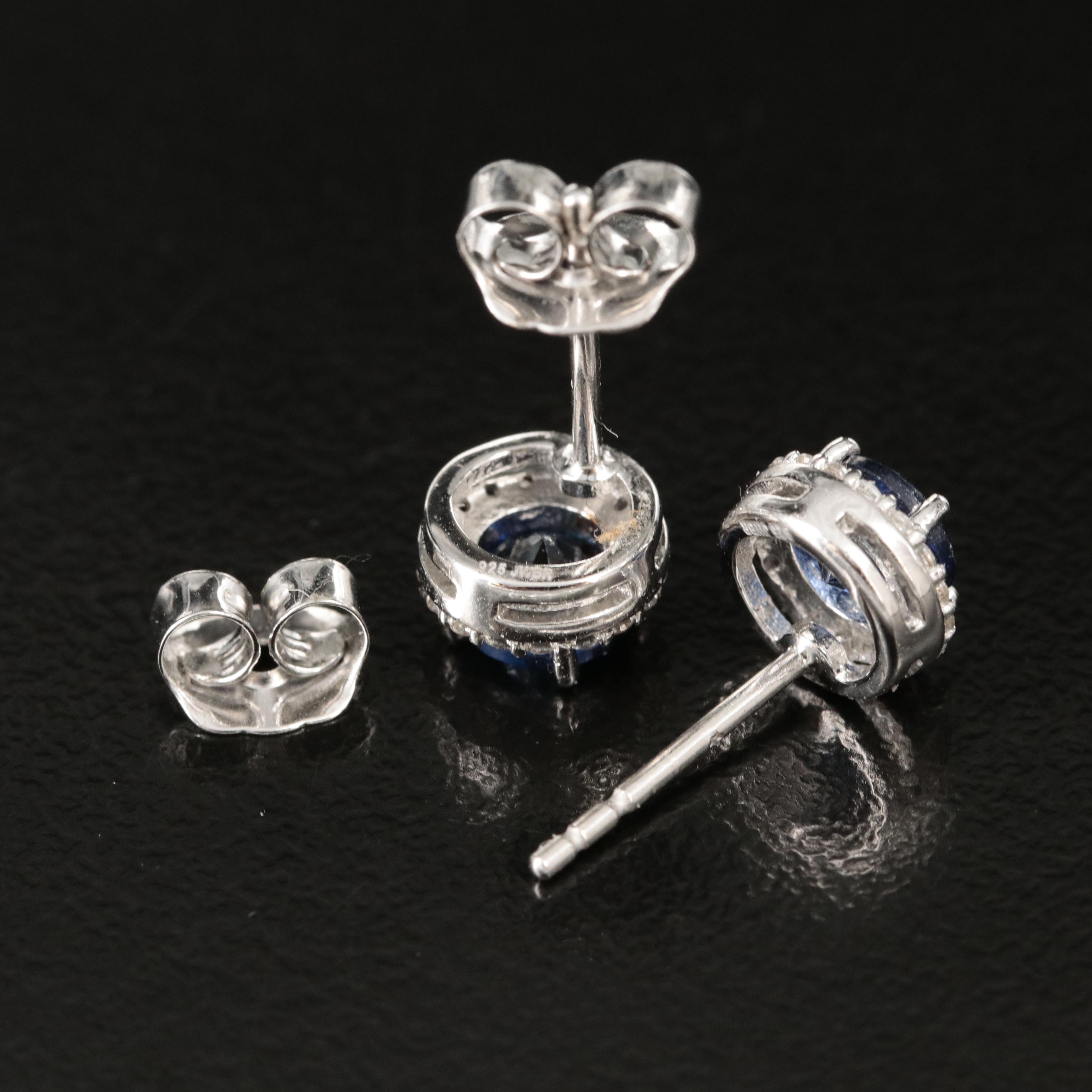 Sterling Sapphire Stud Earrings