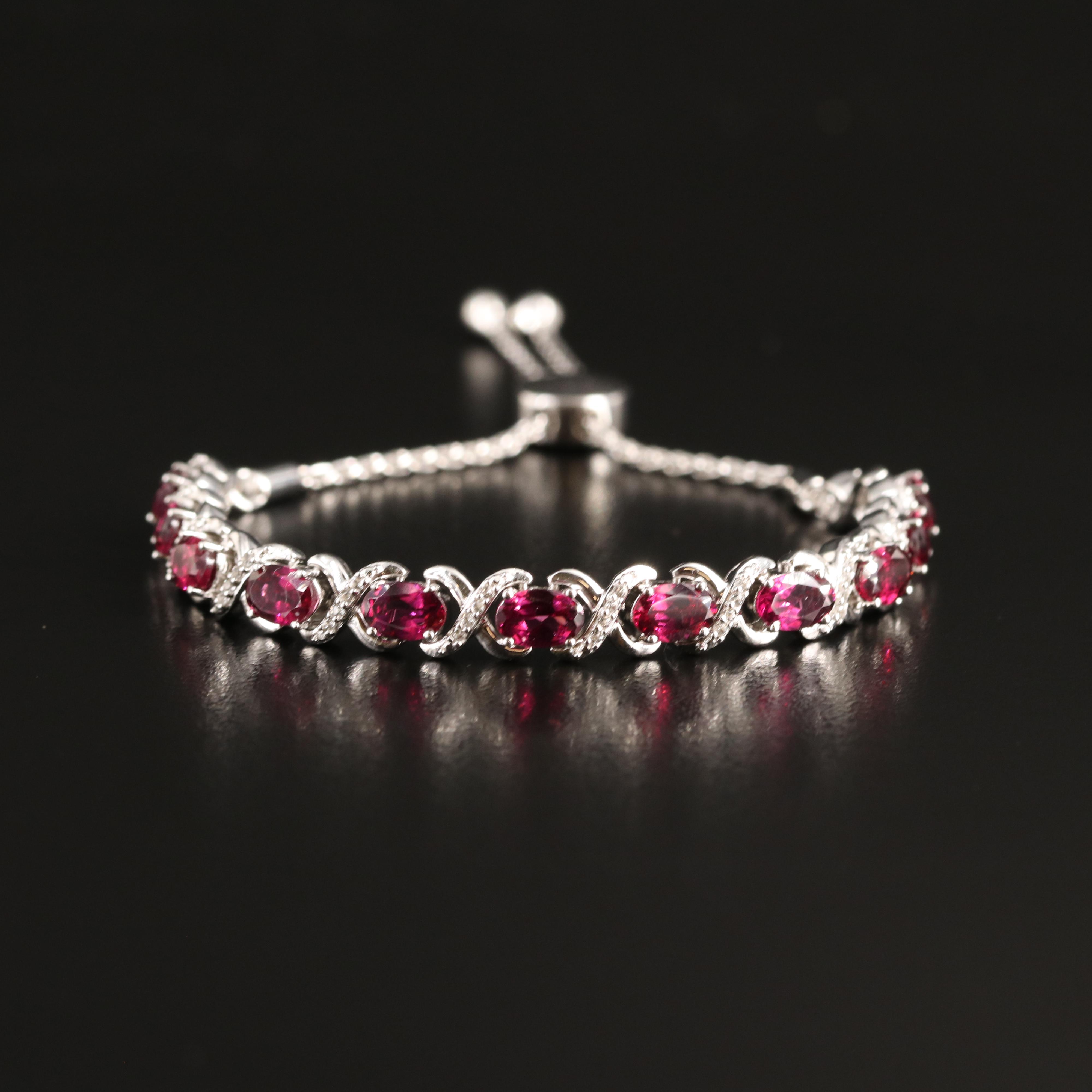 Sterling Garnet and Topaz Bolo Bracelet