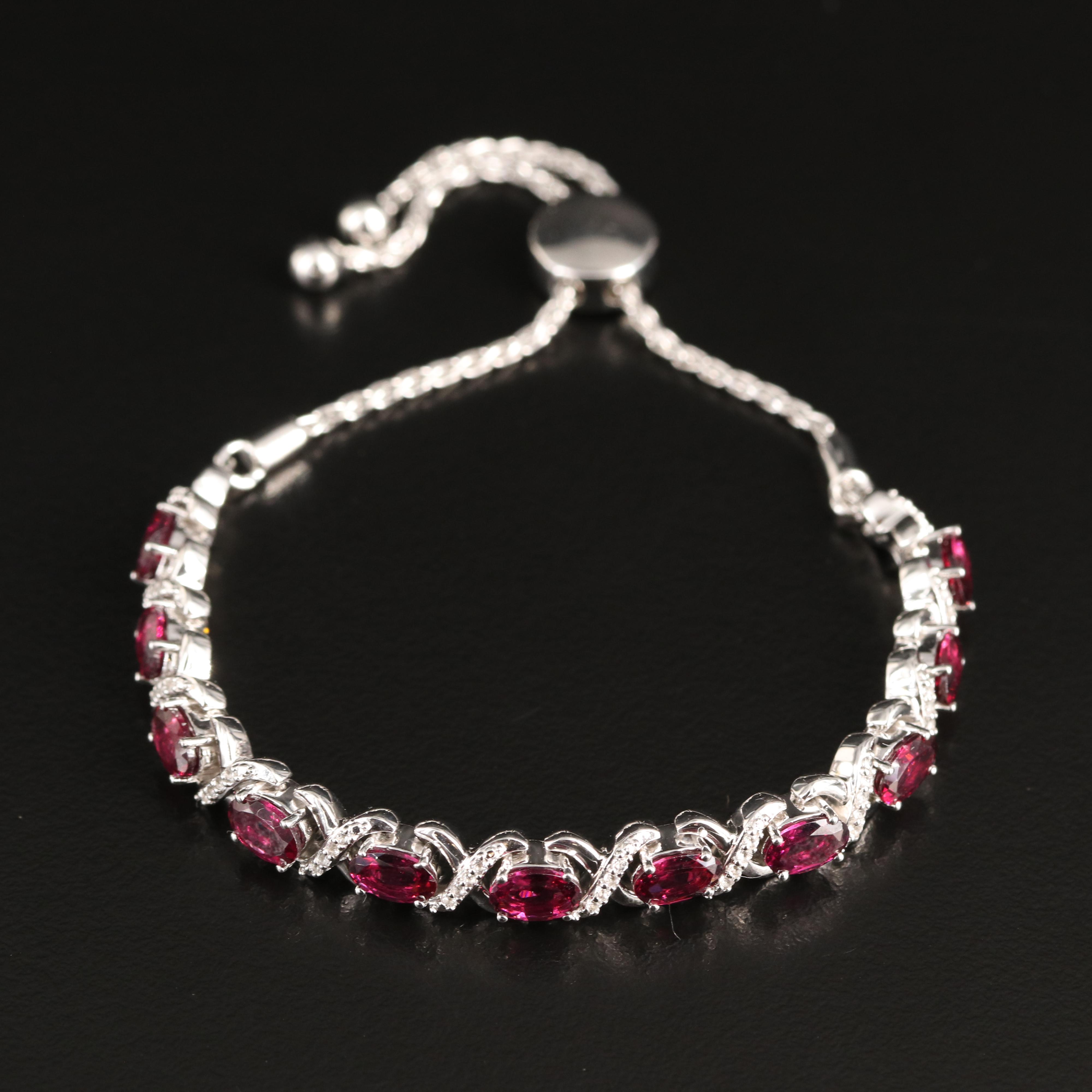 Sterling Garnet and Topaz Bolo Bracelet