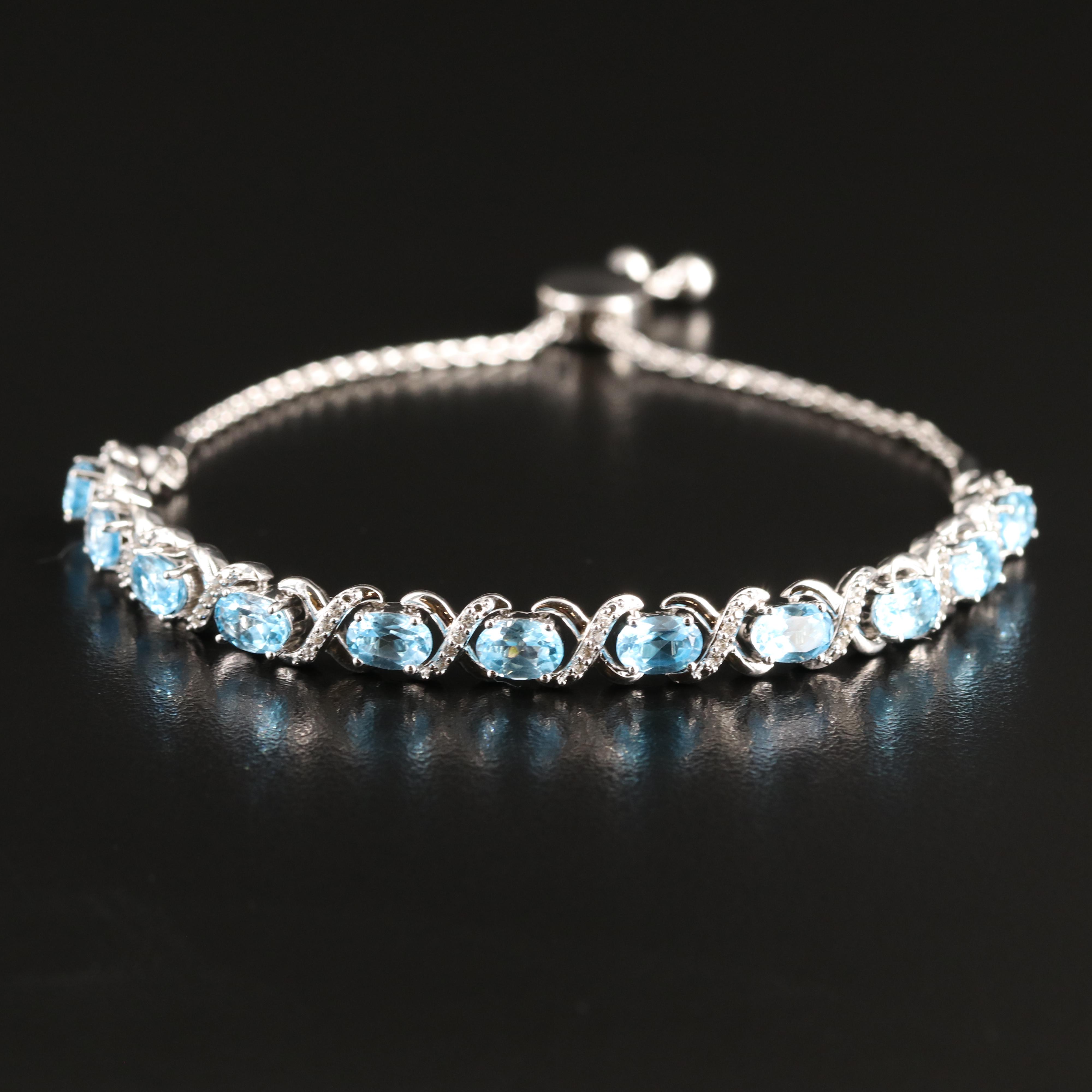 Sterling Topaz Bolo Bracelet