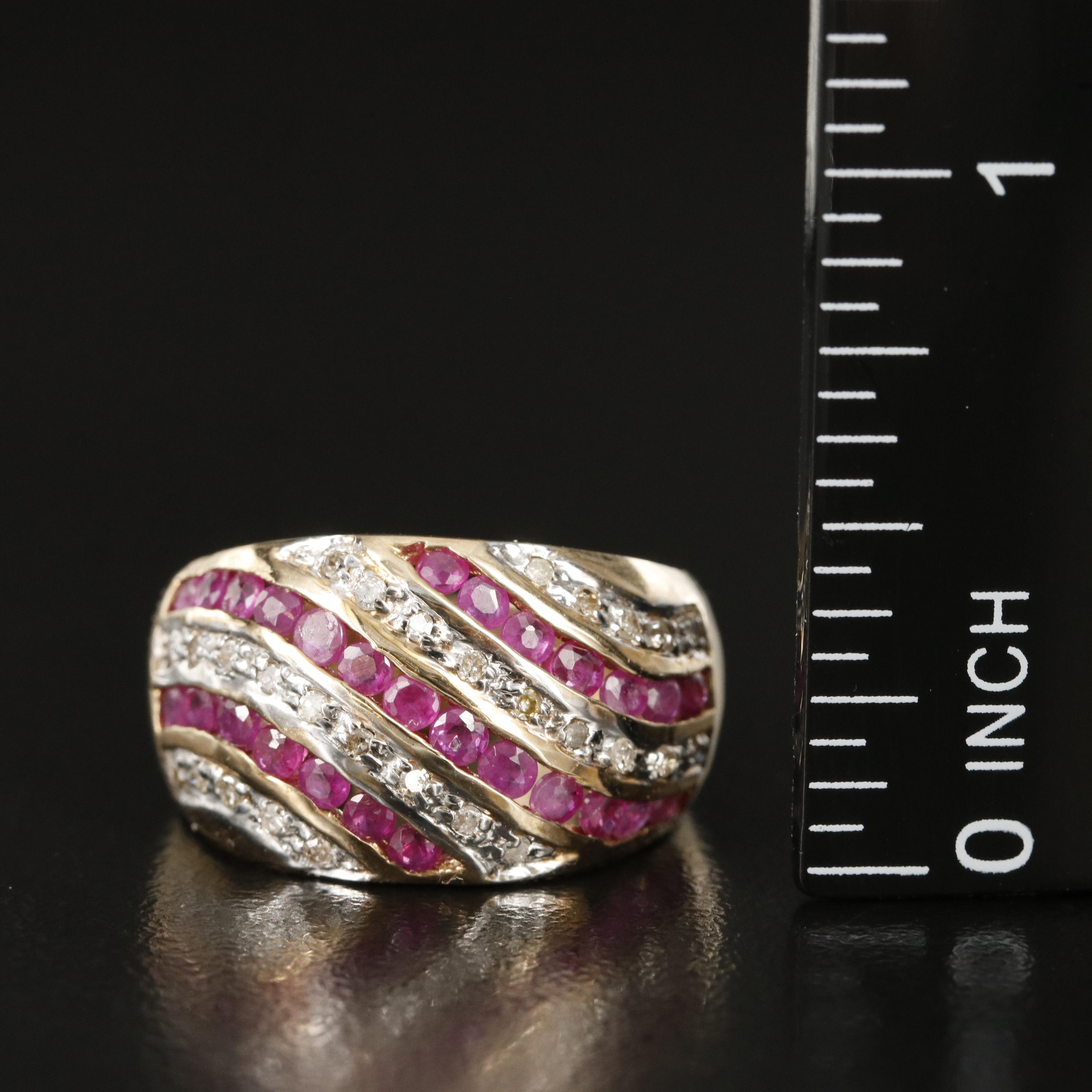 10K Channel Set Ruby and Diamond Ring