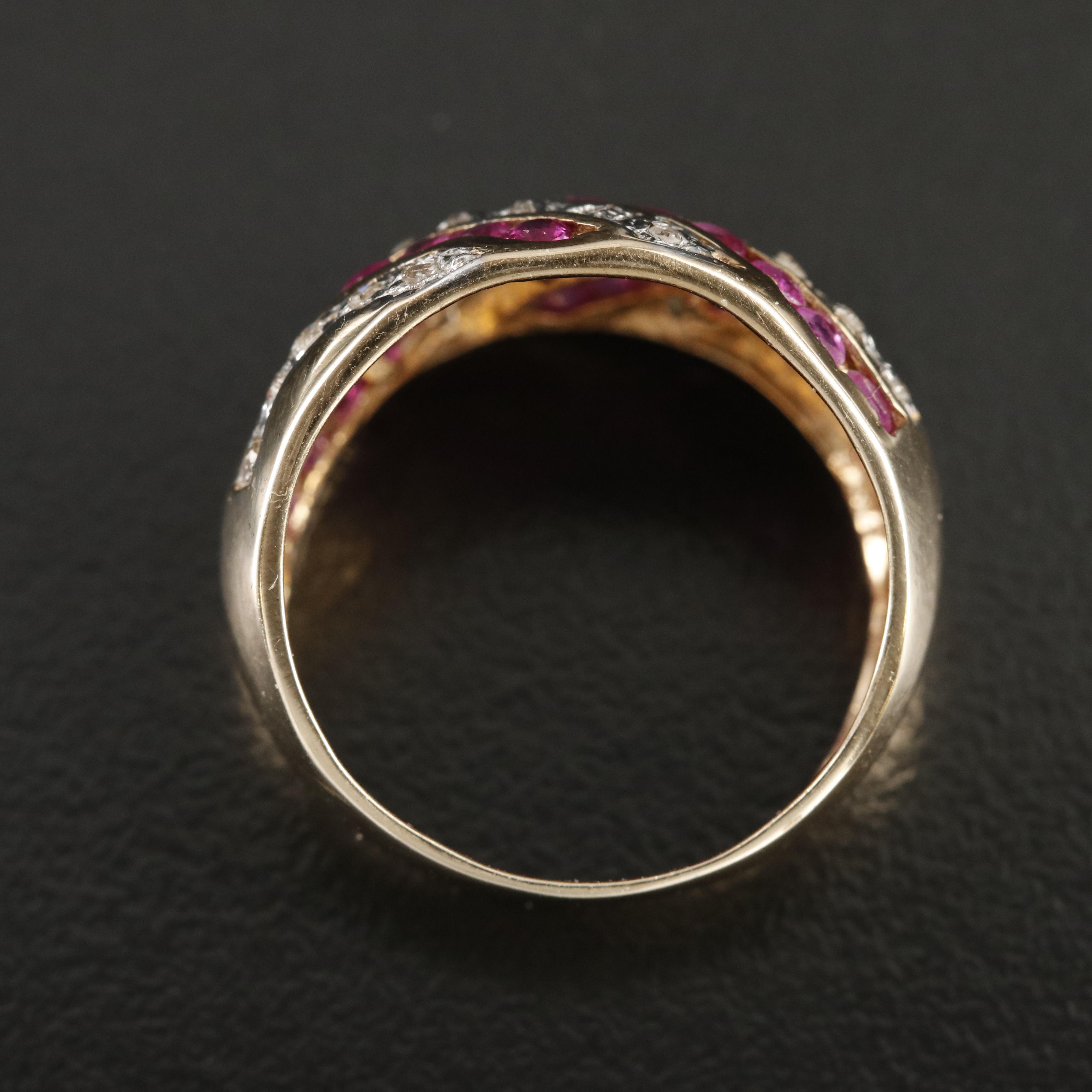 10K Channel Set Ruby and Diamond Ring