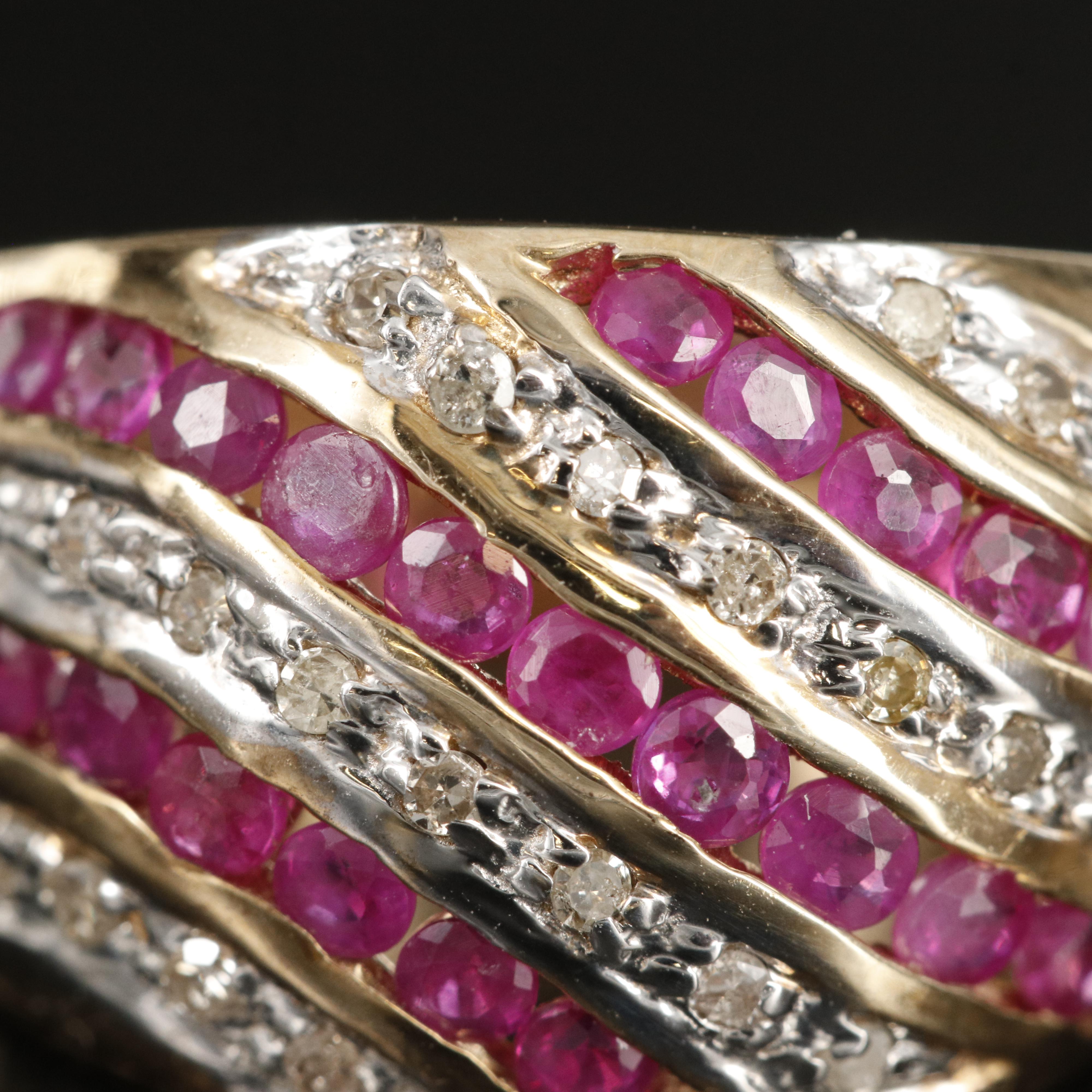 10K Channel Set Ruby and Diamond Ring