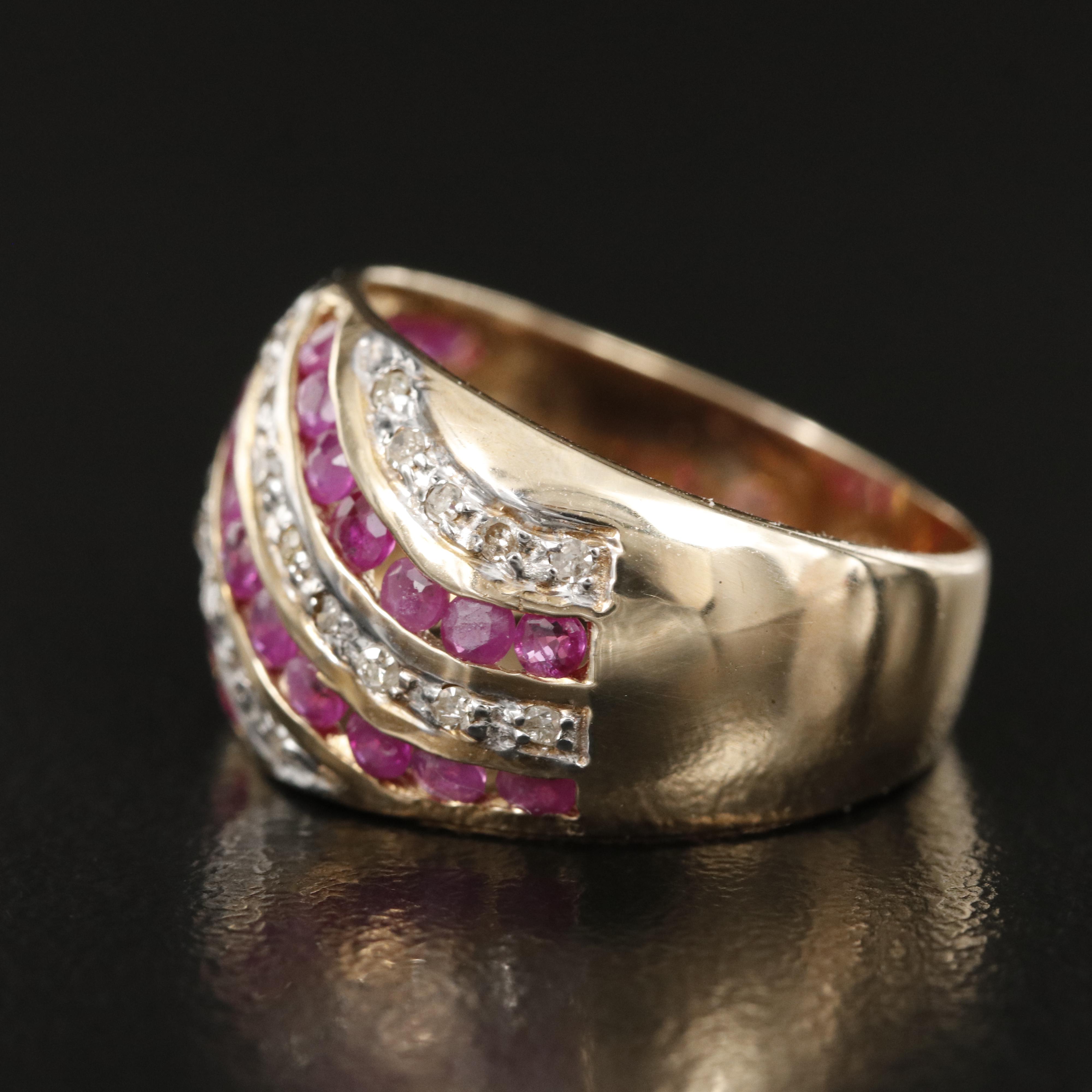 10K Channel Set Ruby and Diamond Ring
