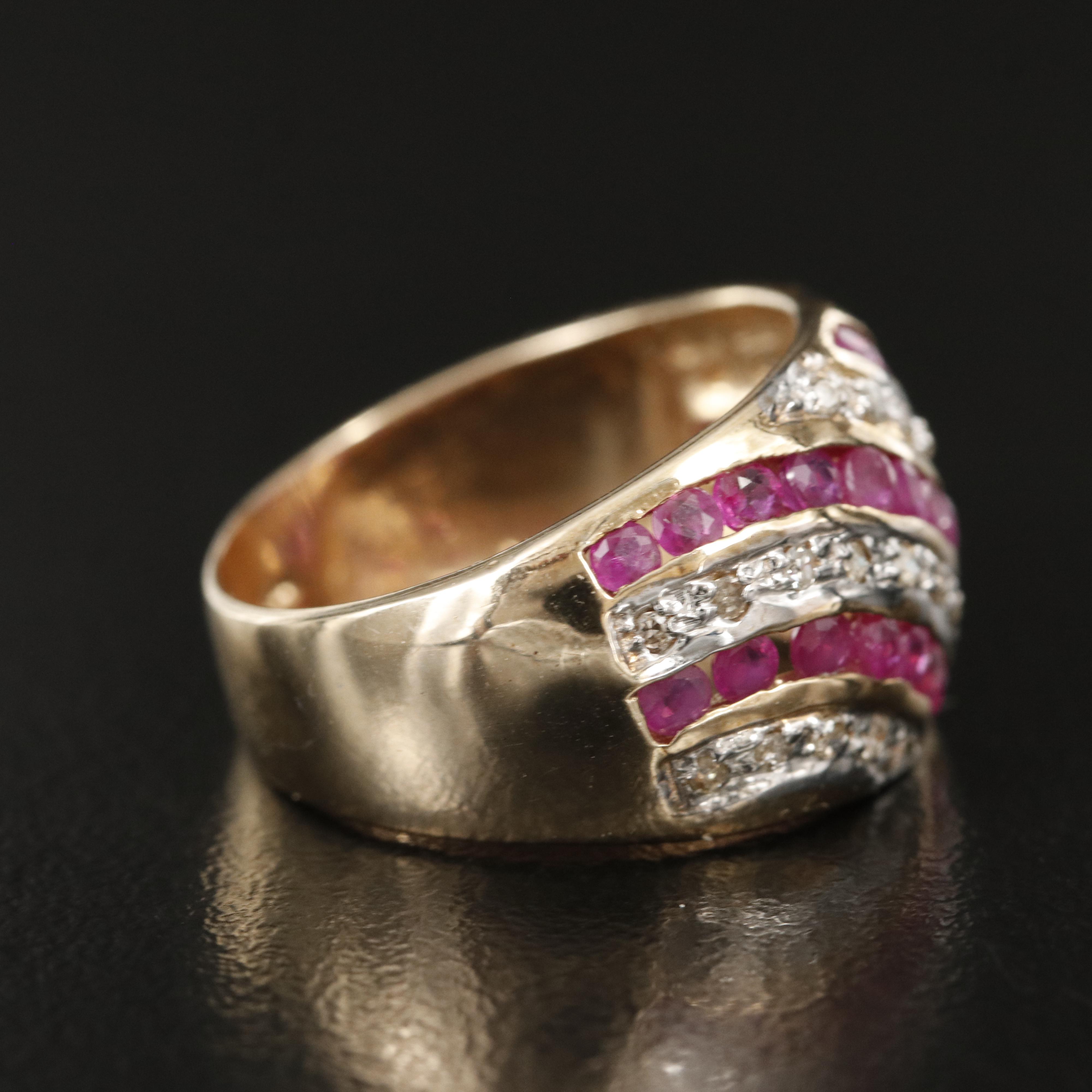 10K Channel Set Ruby and Diamond Ring