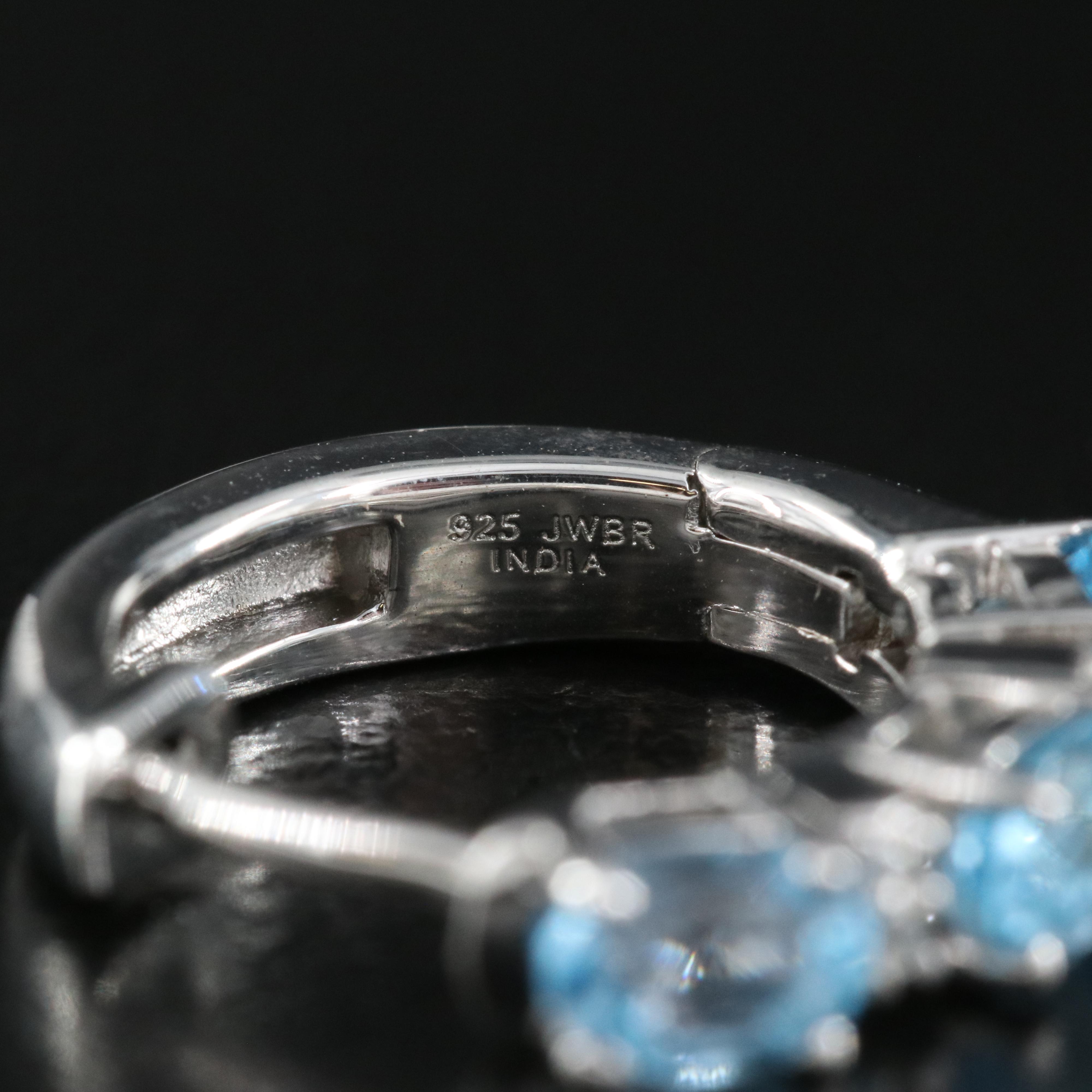 Sterling Swiss Blue Topaz and Sapphire Huggie Hoop Earrings
