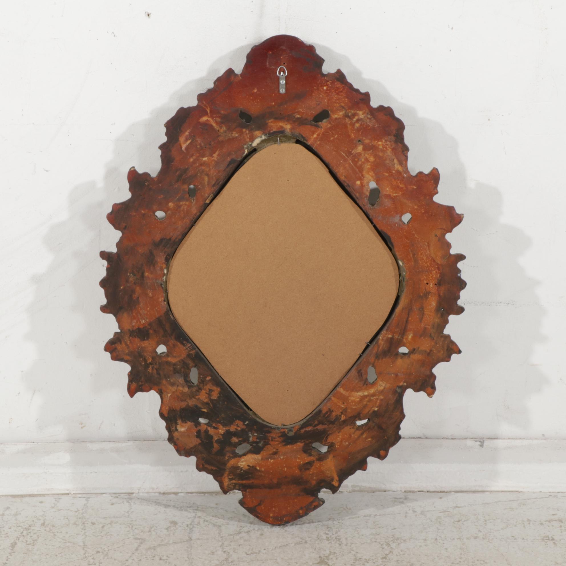 Barbed Quatrefoil Shape Foliate and Scroll-Carved Wall Mirror