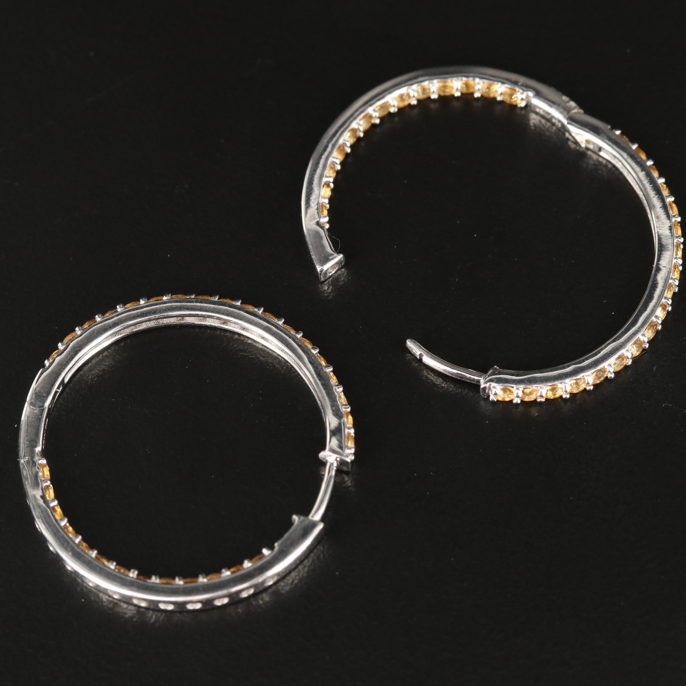 Sterling Citrine Inside-Out Hoop Earrings